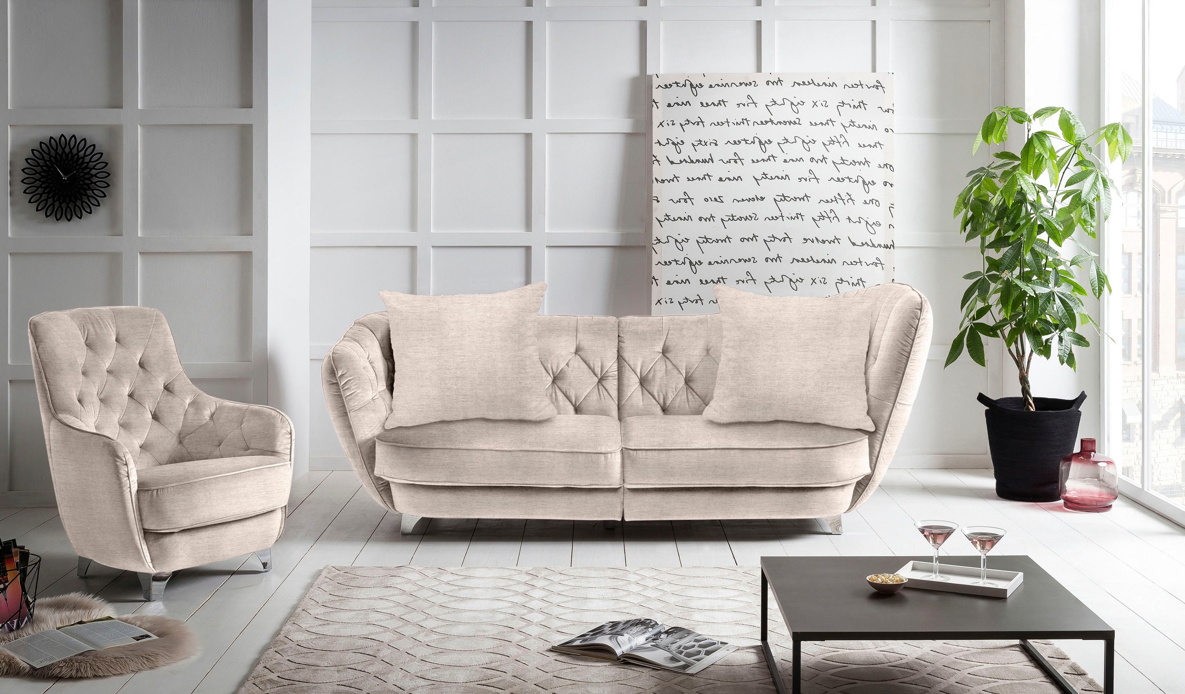 Leonique Big-Sofa »Retro«, stylischer Hochlehner