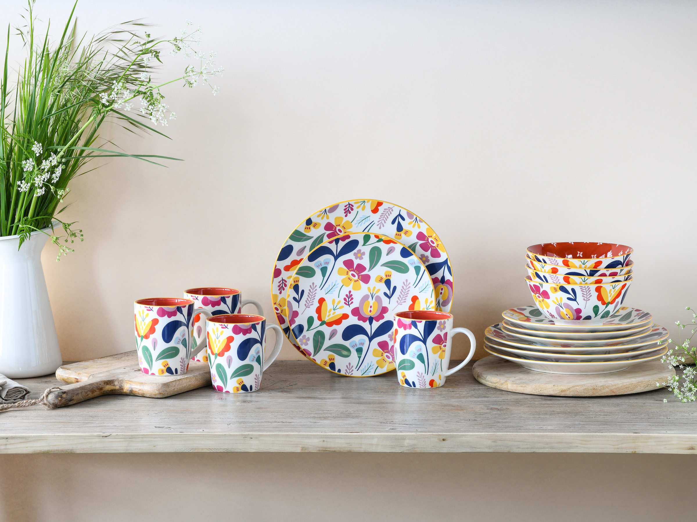 CreaTable Kombiservice »Folklore Bunt, Kombi-Service 16 tlg«, (Set, 16 tlg.), Blumenmotive