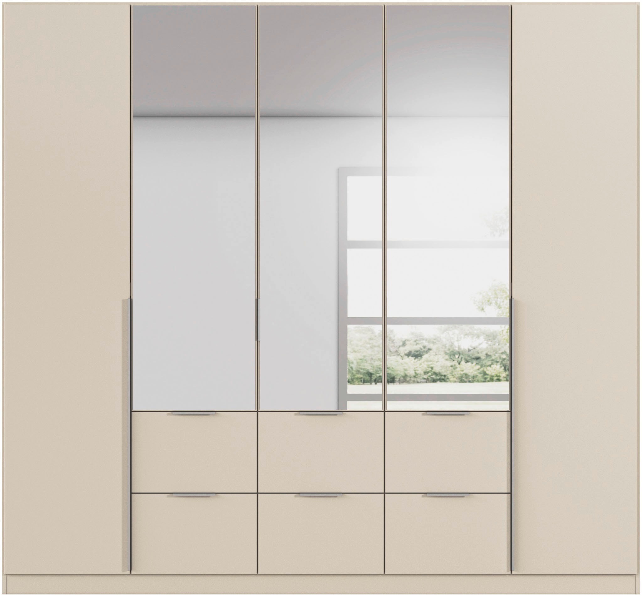 rauch Drehtürenschrank »Kleiderschrank Schrank Garderobe AGORDO mit Dekor- oder Hochglanzfront«, (in zwei Griff-Farben, Breiten 91-360 cm), mit Außenschubkästen, in 7 Breiten und 2 Höhen MADE IN GERMANY
