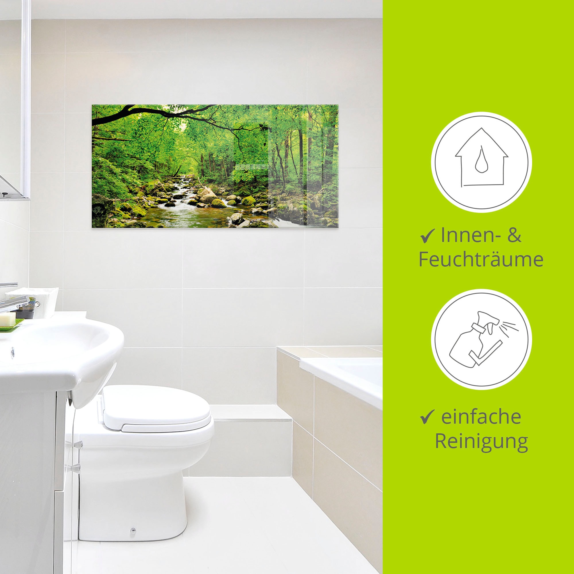 Artland Glasbild »Herbstwald Fluss Smolny« Wald 1 Stk. tlg. in verschiedenen Größen