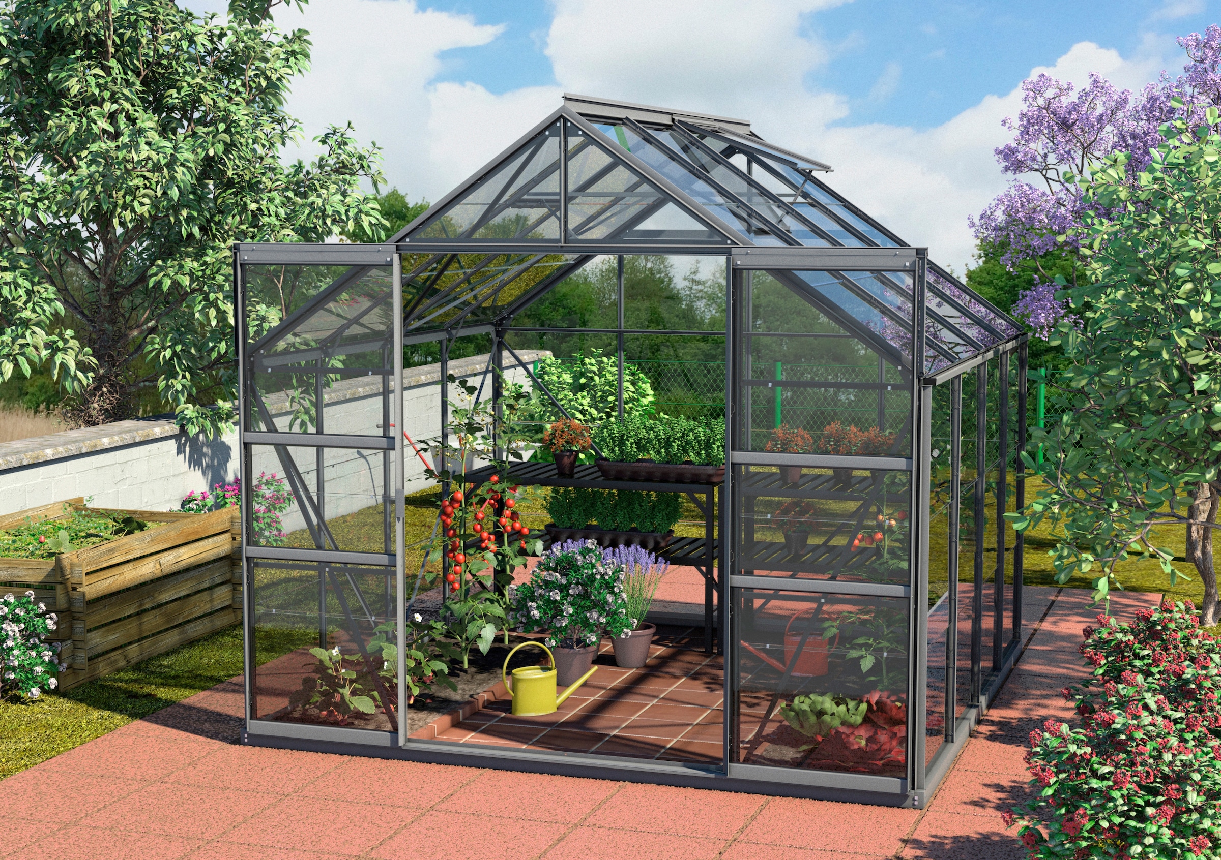 KONIFERA Gewächshaus »Calisto 6700«, (Set, mit Fundamentrahmen, Sicherheitsglas)