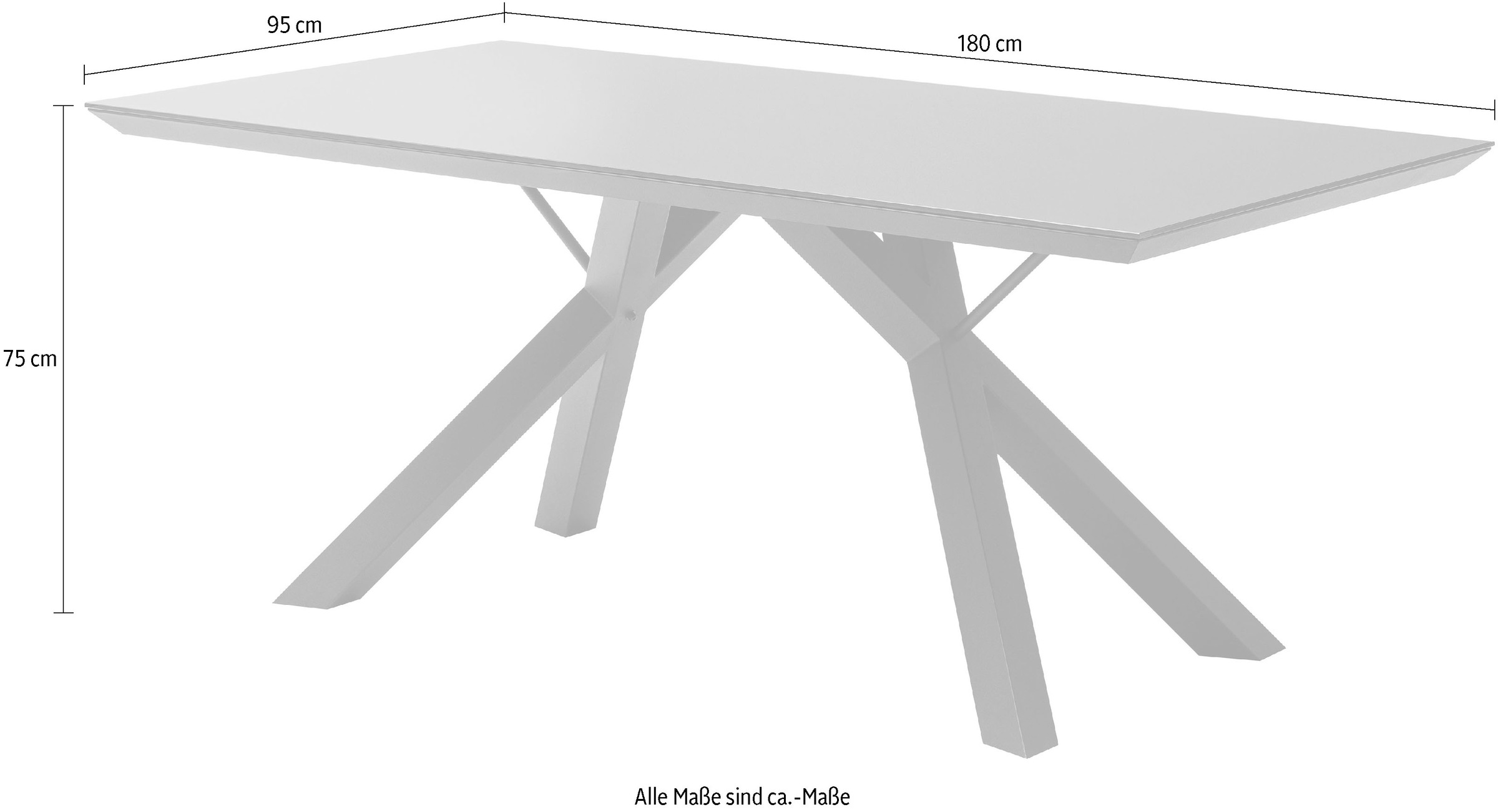 MCA furniture Esstisch »Everett, TOPSELLER!«, (Esstisch, Glastisch), mit Glasplatte, modern, pflegeleicht, Metallgestell