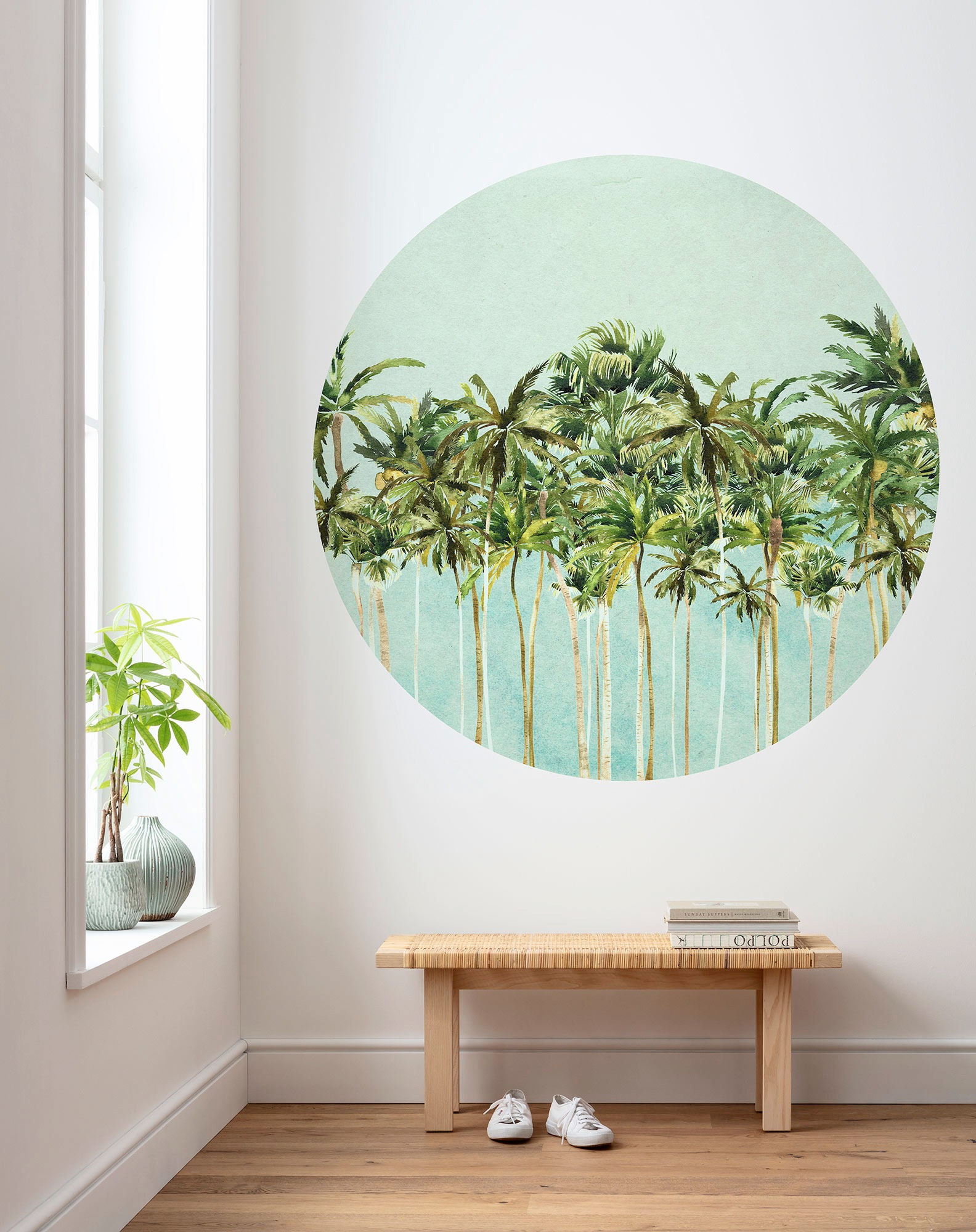 Komar Fototapete »Vlies selbstklebend - Coconut Trees - Größe 125 x 125 cm«, bedruckt, Wohnzimmer, Schlafzimmer