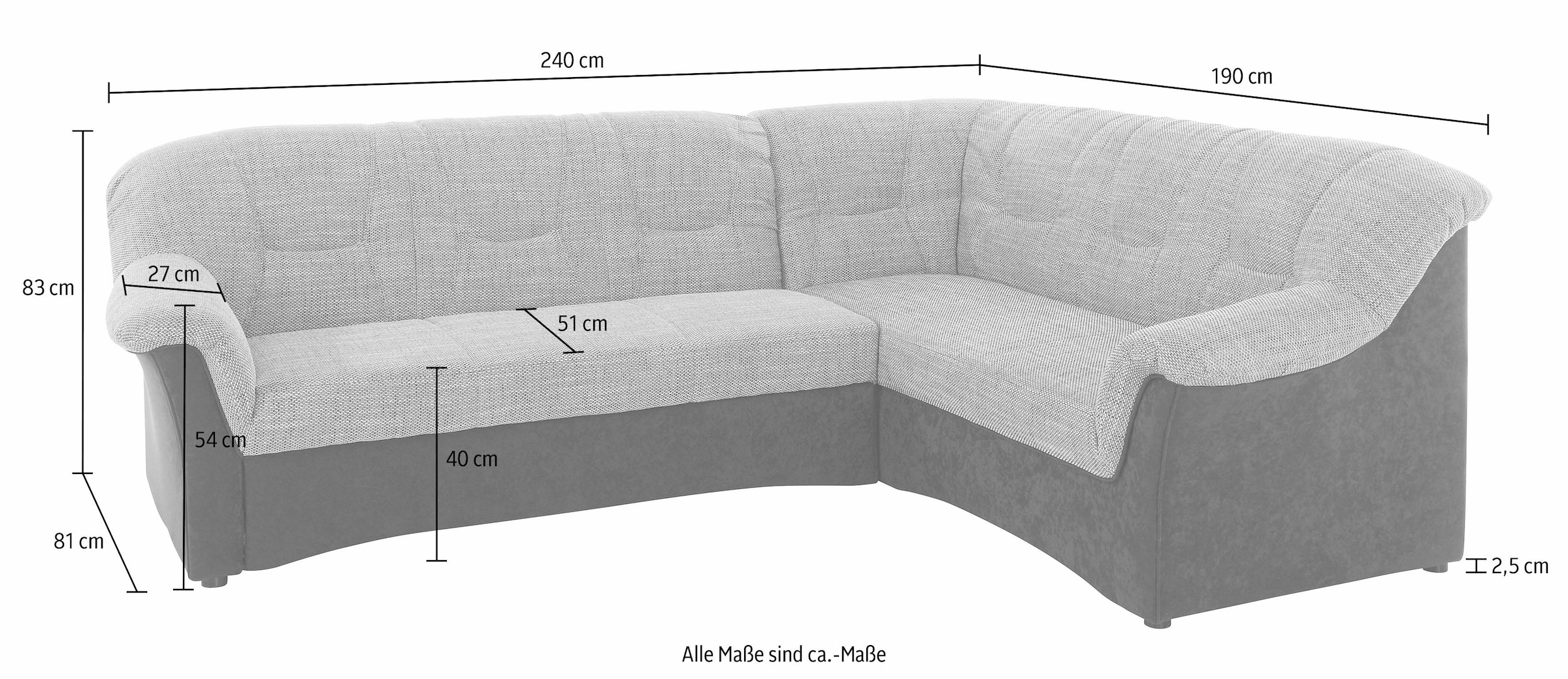 DOMO collection Ecksofa »Sarafina zeitlos und komfortabel, optional mit Federkern, L-Form«, wahlweise mit Bettfunktion