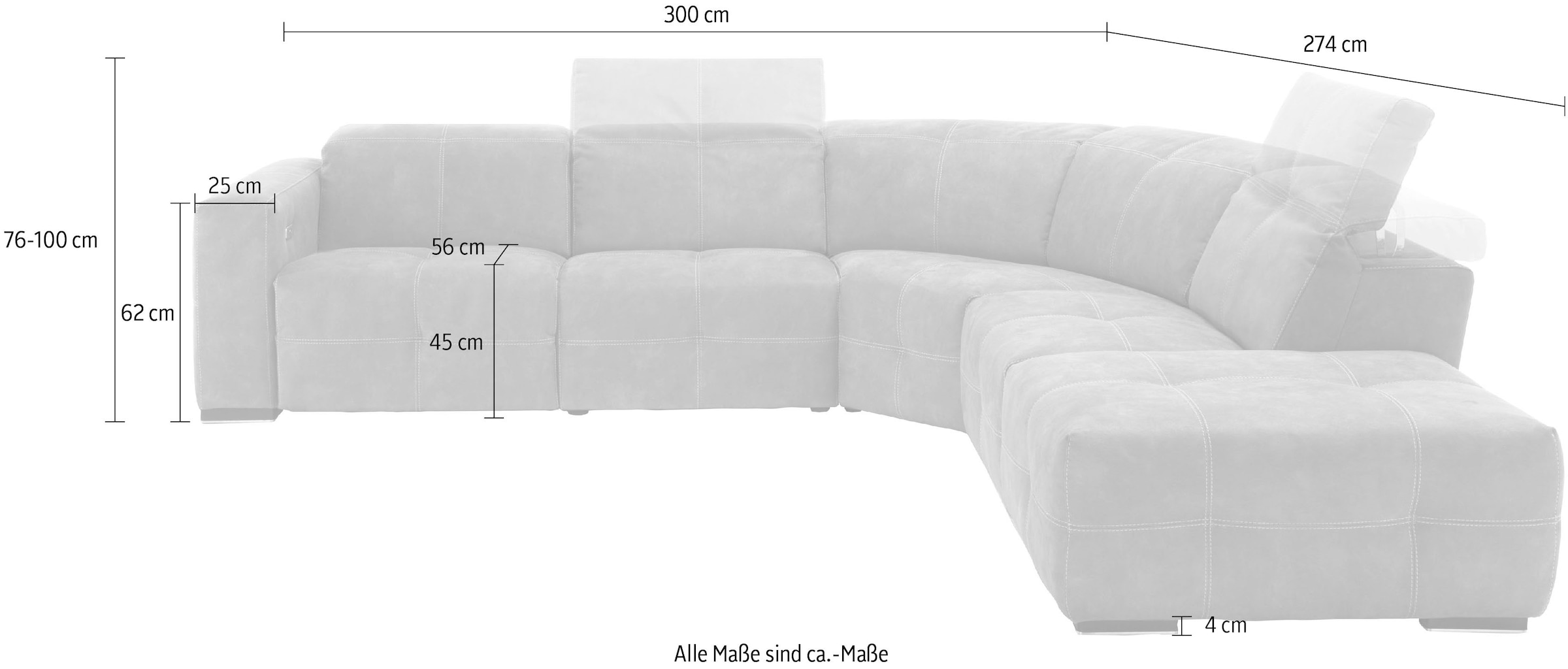 Egoitaliano Ecksofa »Sauvanne, Designsofa der Extraklasse, elegant und bequem«, wahlweise mit elektrischer Relaxfunktion, Kopfteilverstellung