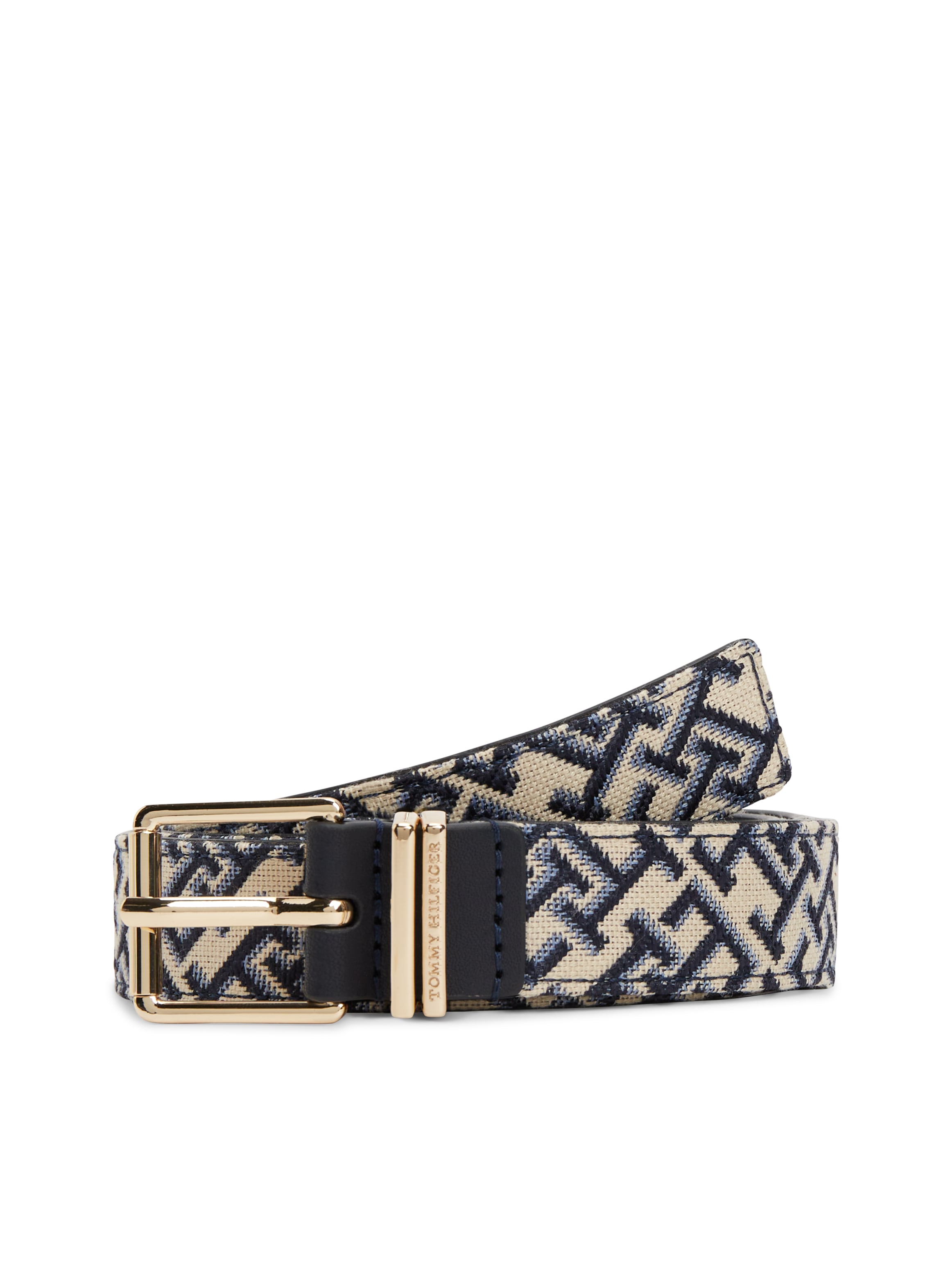 Tommy Hilfiger Synthetikgürtel »TH SQUARE« Jacquard-Gürtel mit doppelter Gürtelschlaufe und eckiger Schnalle