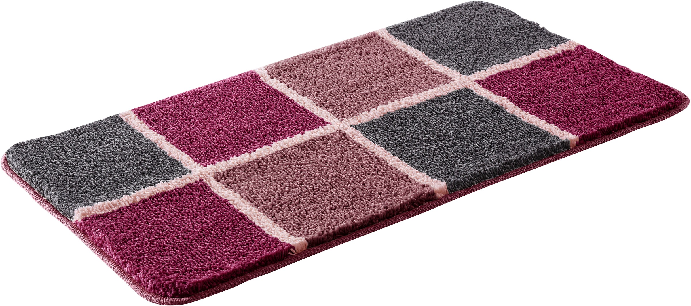 my home Badematte »Anna mit Kachelmuster, Badvorleger, Badezimmer Teppich, günstig online kaufen