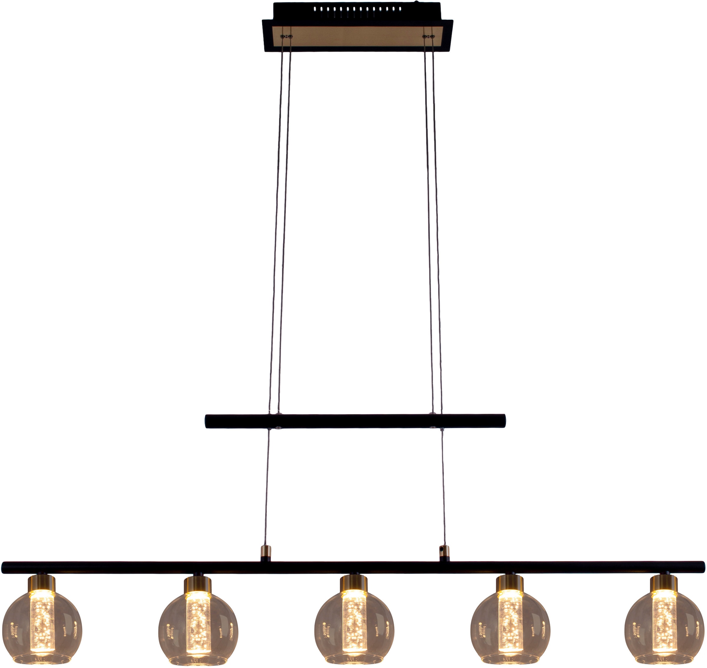 näve LED Pendelleuchte »Brass« 1 Stk. Warmweiß 5flammig dimmbar höhenverste günstig online kaufen
