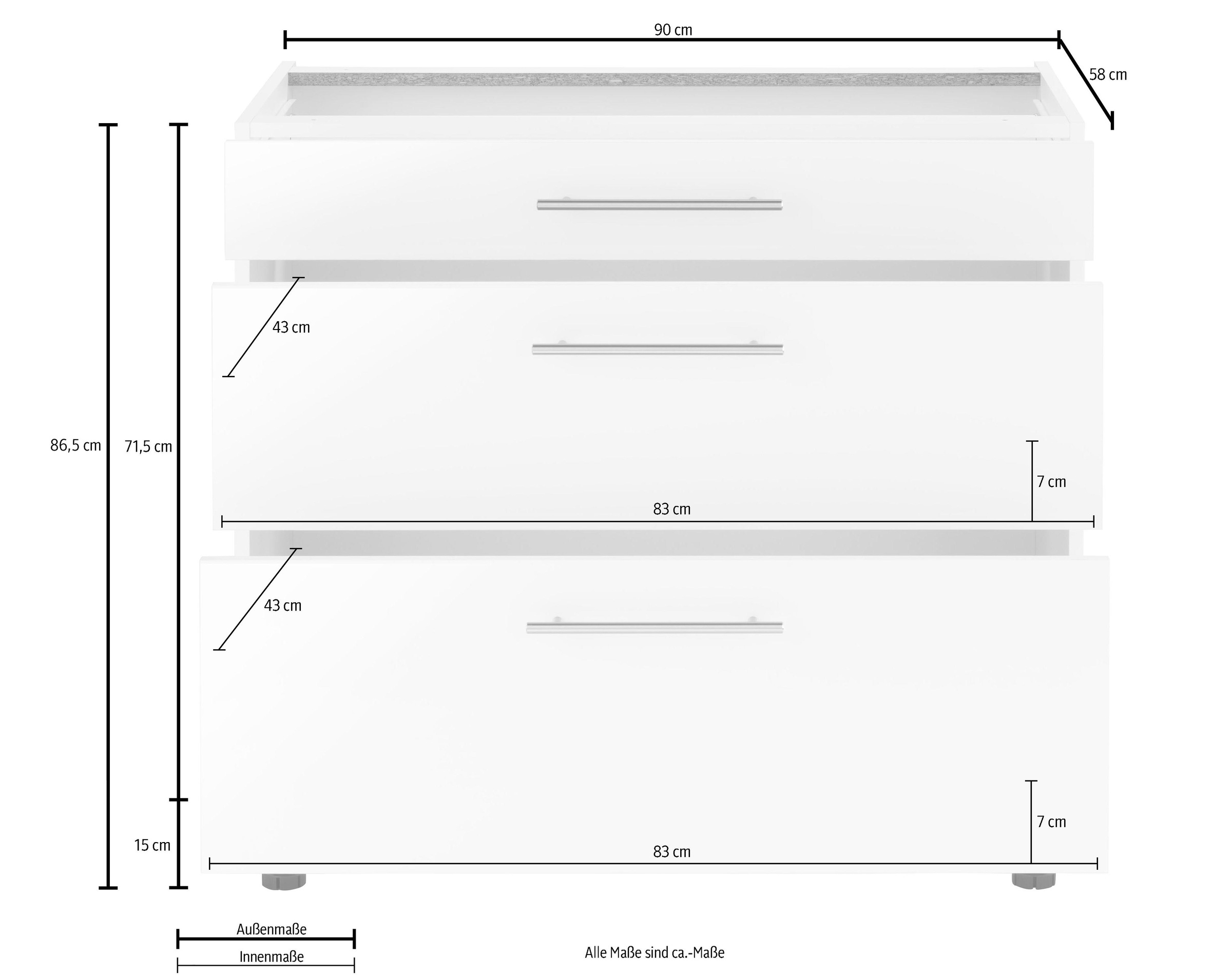 wiho Küchen Unterschrank »Ela«, Breite 90 cm, mit Soft-Close-Funktion