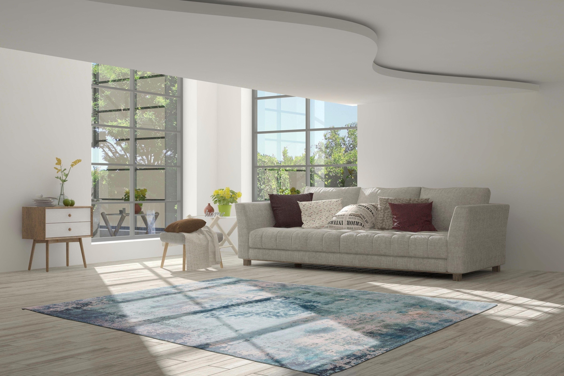 calo-deluxe Teppich »Layata 8034«, rechteckig, 9 mm Höhe, Kurzflor, Wohnzimmer