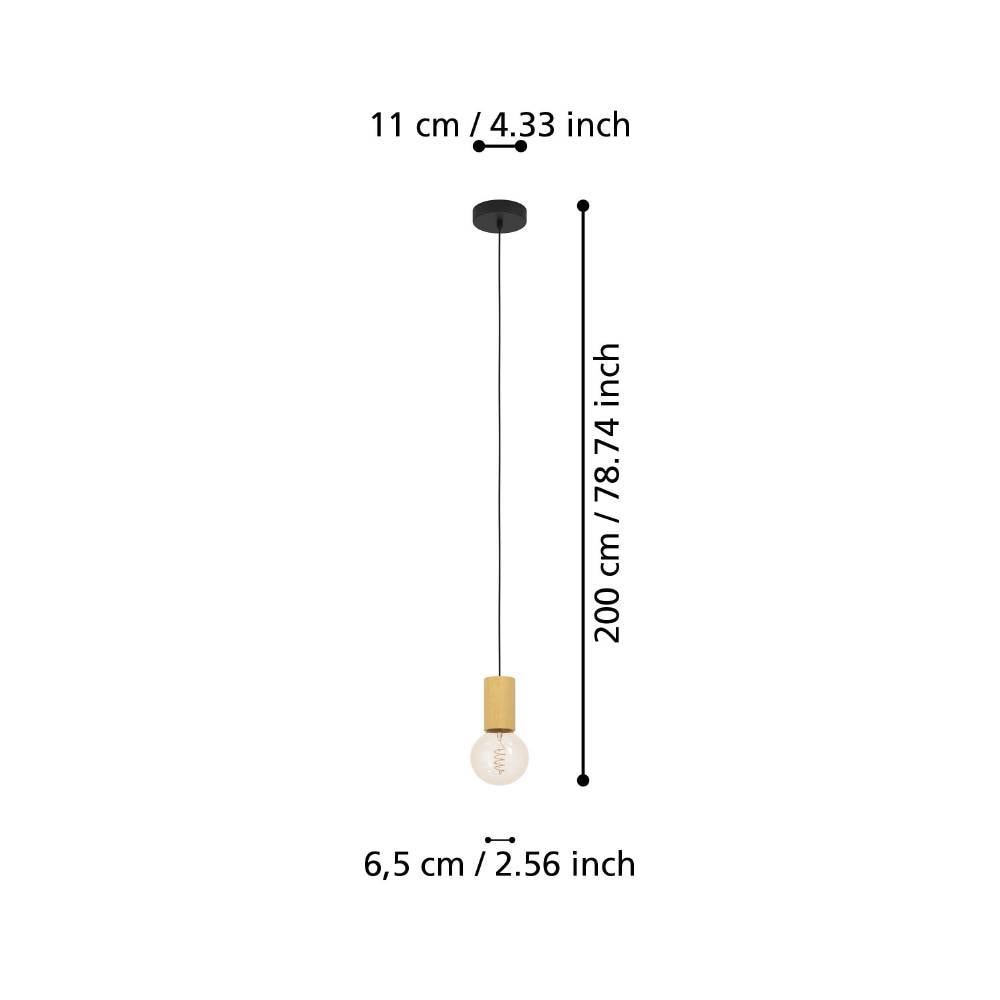 EGLO Hängeleuchte »POZUETA 1«, 1 flammig, Leuchtmittel E27 | ohne Leuchtmittel, Pendelleuchte, FSC100HB, E27 Fassung mit Kabel, Hängeleuchte, Ø 6,5 cm