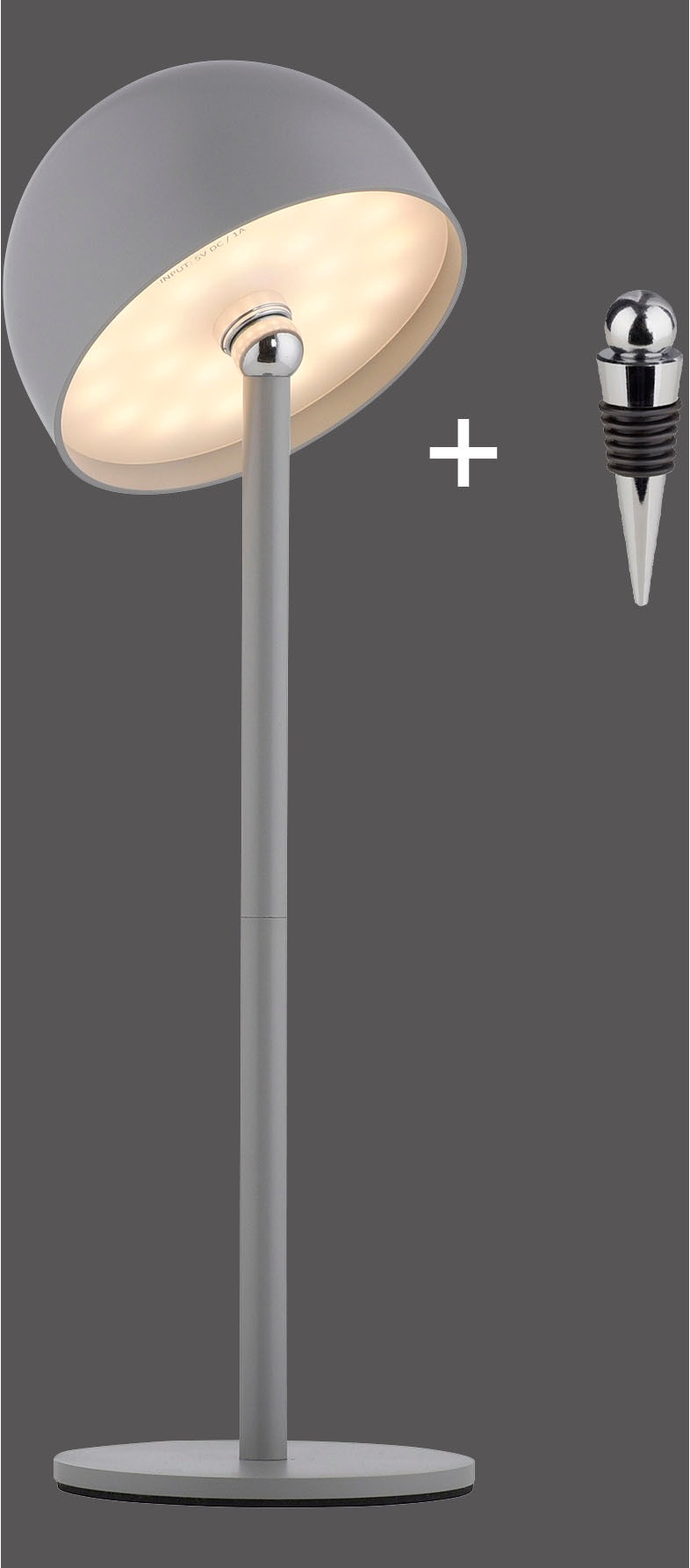 my home Tischleuchte »Akku Tischleuchte Hesper Indoor Outdoor, magnetischer Flaschenaufsatz«, 1 flammig, Leuchtmittel LED-Board | LED fest integriert, Pilzlampe Flaschenaufsatz, Regulierung der Lichtstärke, Pilz, Lampe