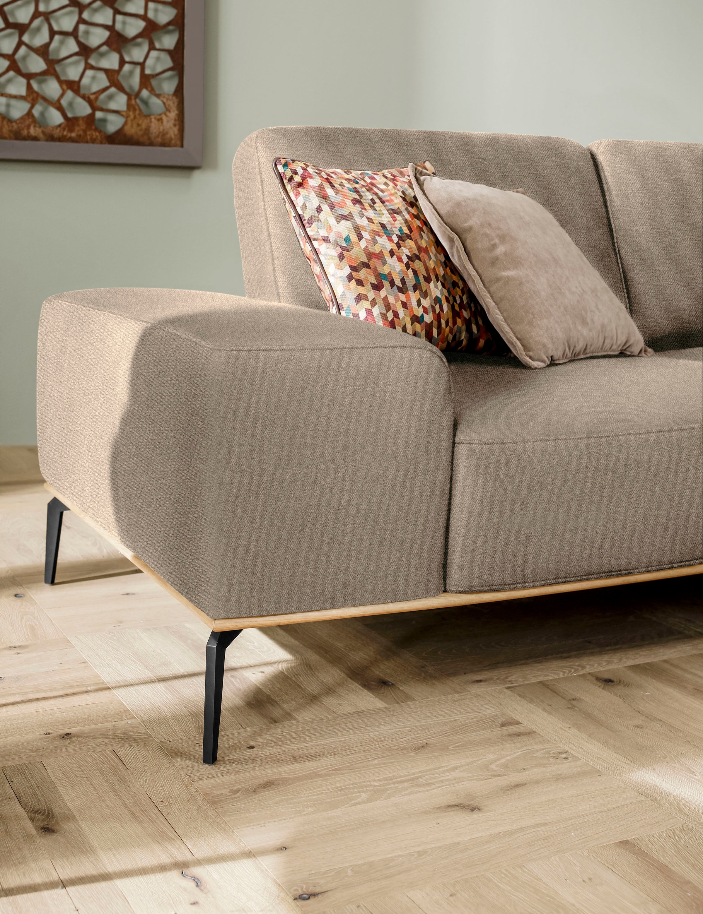W.SCHILLIG Ecksofa »run, Designsofa mit tollem Sitzkomfort, bequem, L-Form«, mit Holzsockel, Füße in Schwarz pulverbeschichtet, Breite 299 cm