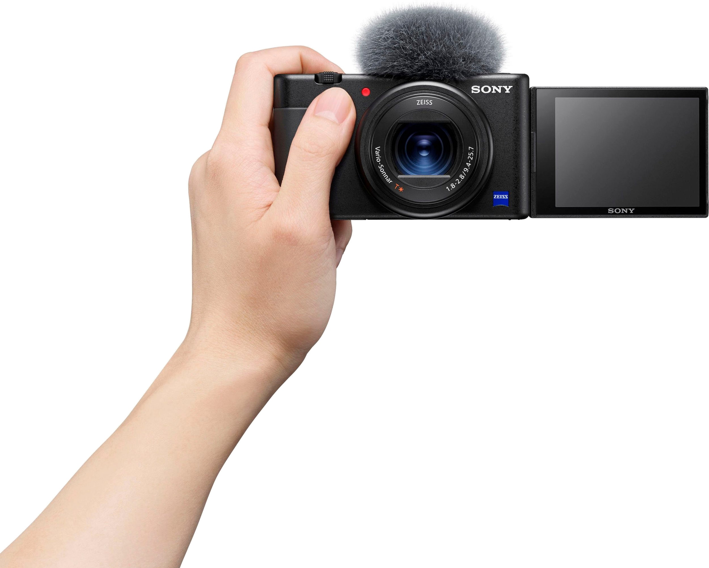 Sony Kompaktkamera »Vlog-Kamera ZV-1«, 20,1 MP, WLAN (Wi-Fi)-Bluetooth, seitlich klappbares Selfie-Display für Vlogging & YouTube, 4K Video