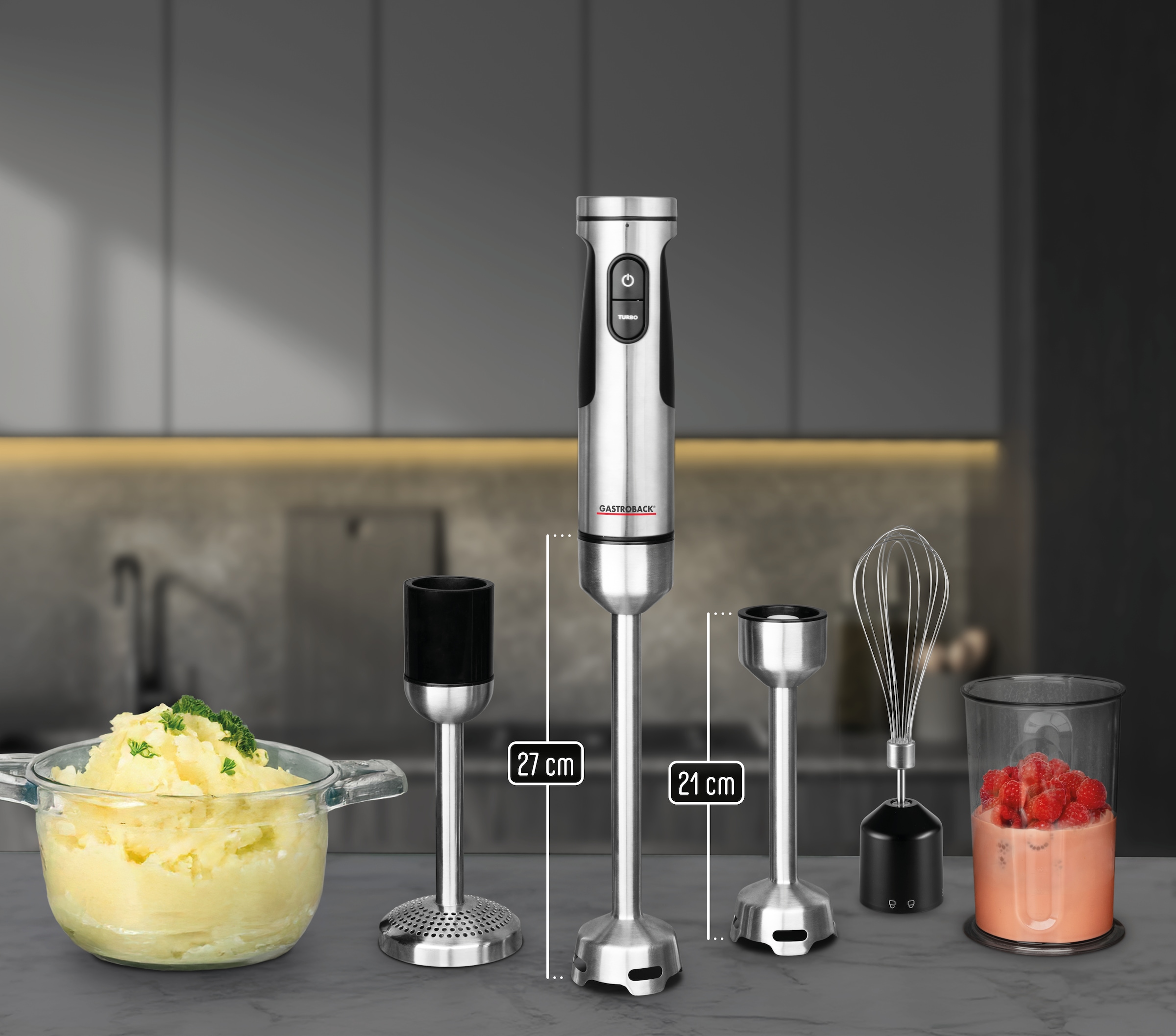 Gastroback Stabmixer »Powermix Stabmixer Professional 1.500W« 1500 W inkl. 5-teiligem Zubehör