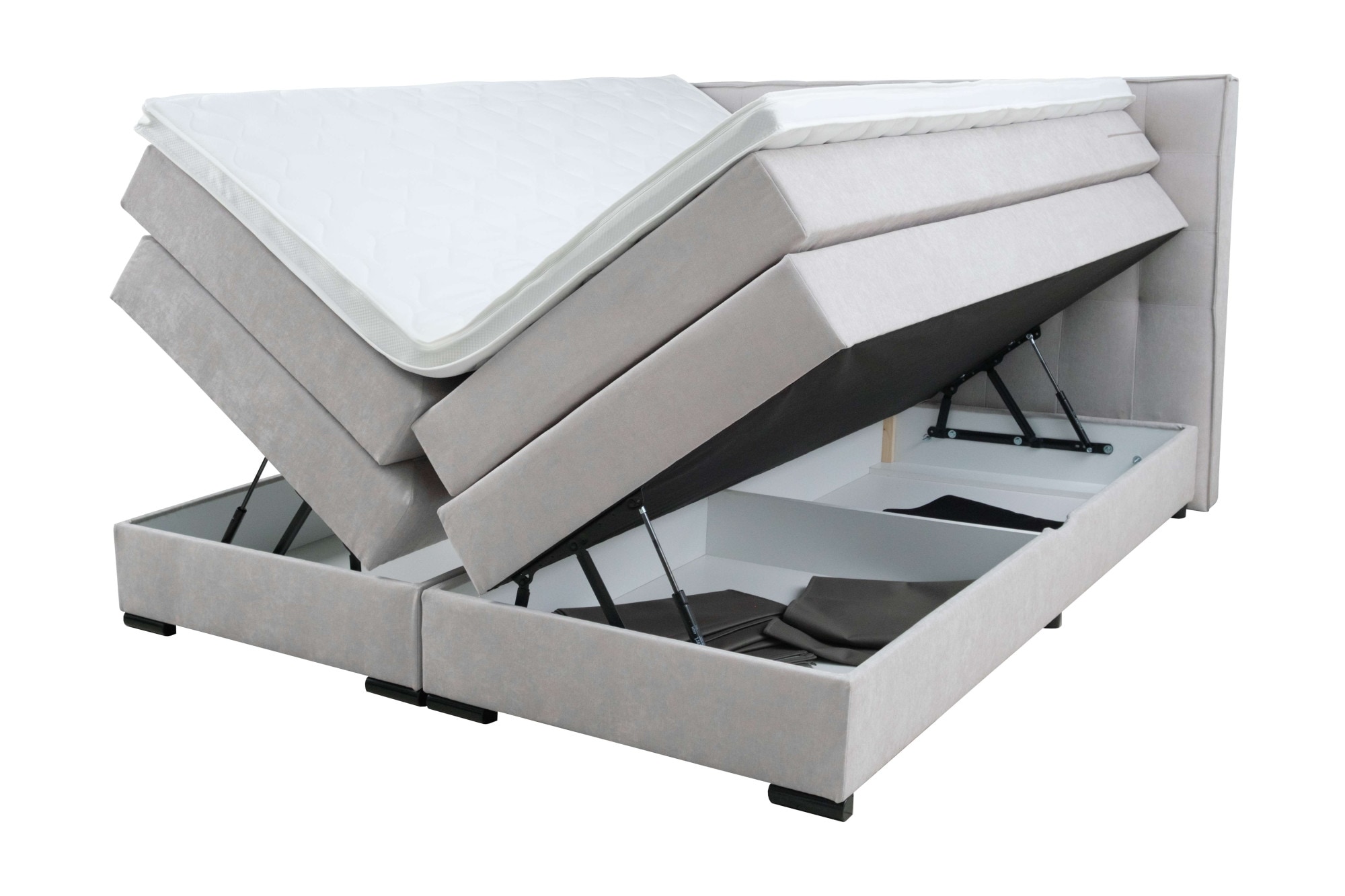 Home affaire Boxspringbett »Köln, Doppelbett, Polsterbett, Federkernbett, Komforbett, 160, 180 cm« inkl. Topper, zwei Bettkästen, Taschen-Federkernmatratze, Härtegrad 3