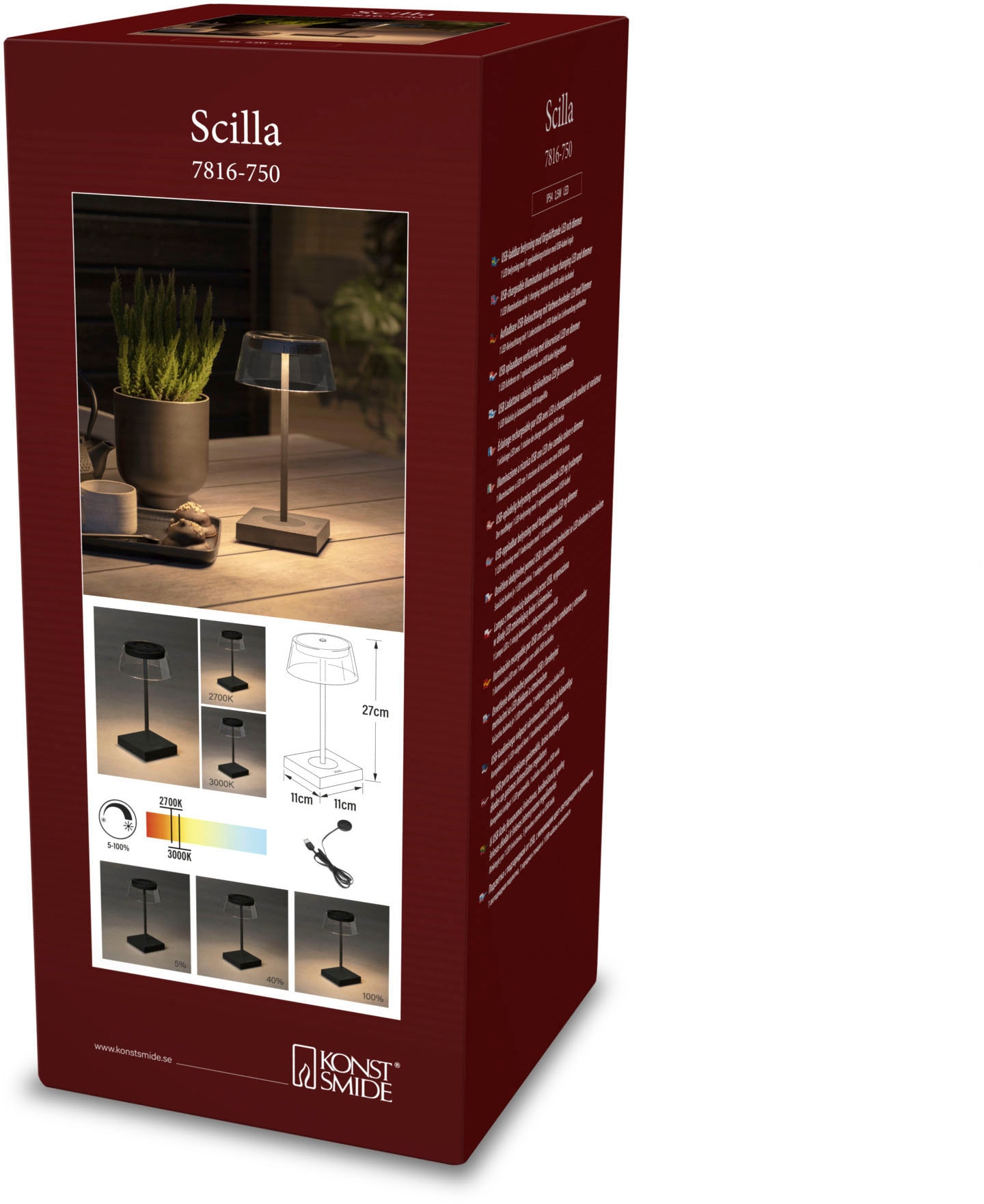KONSTSMIDE LED Tischleuchte »Scilla«, Leuchtmittel LED-Modul | LED fest integriert, Scilla LED USB-Tischleuchte, Farbtemperatur, dimmbar