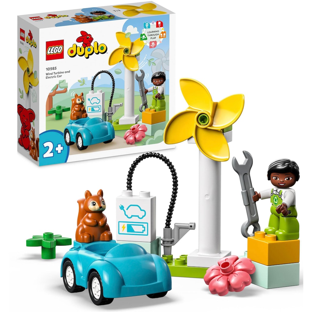 LEGO® Konstruktionsspielsteine »Windrad und Elektroauto (10985), LEGO® DUPLO Town«, (16 St.), Made in Europe