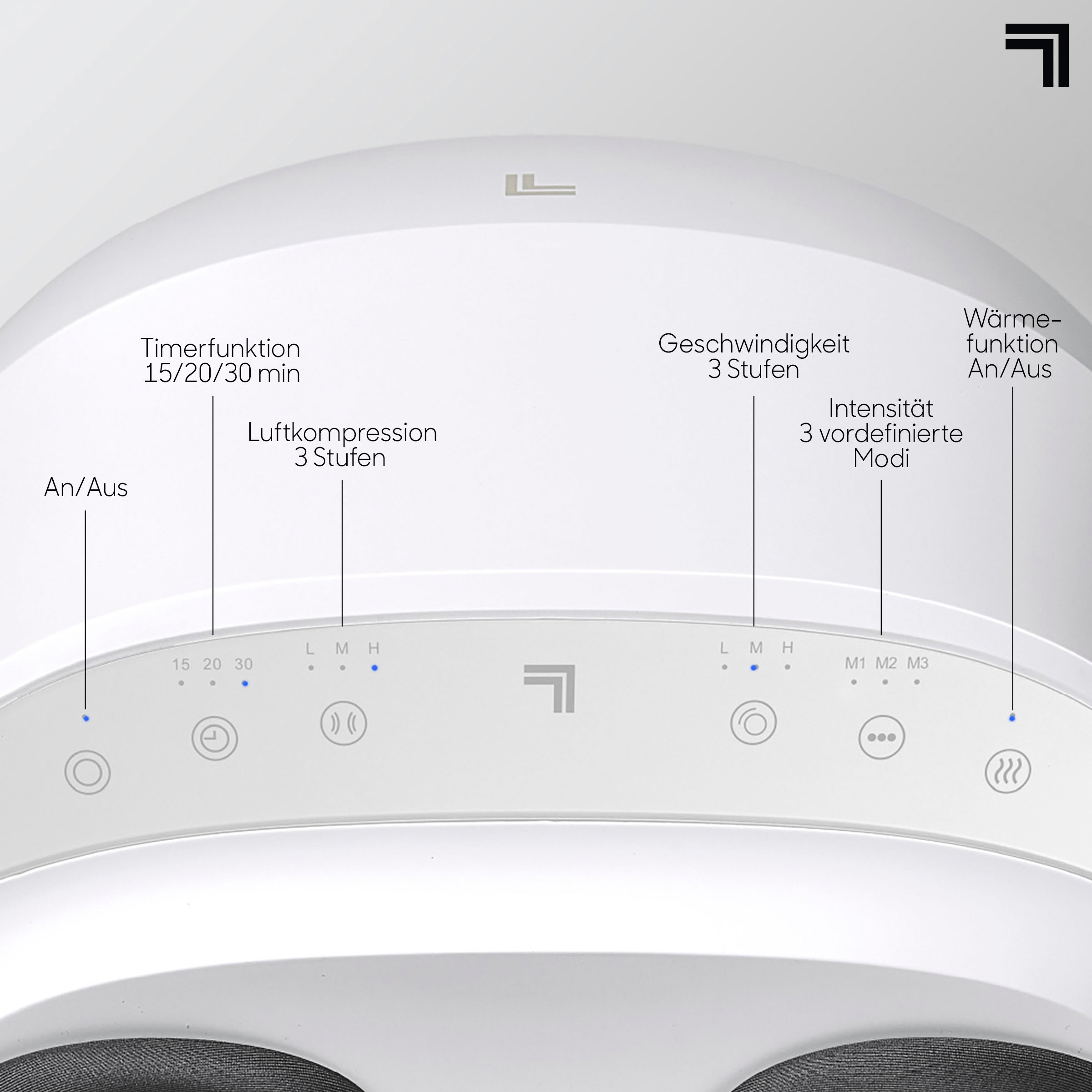 Sharper Image Shiatsu-Fußmassagegerät »mit Luftkompression, Massagerolle, Fußmassage«, mit Timer- & Wärmefunktion