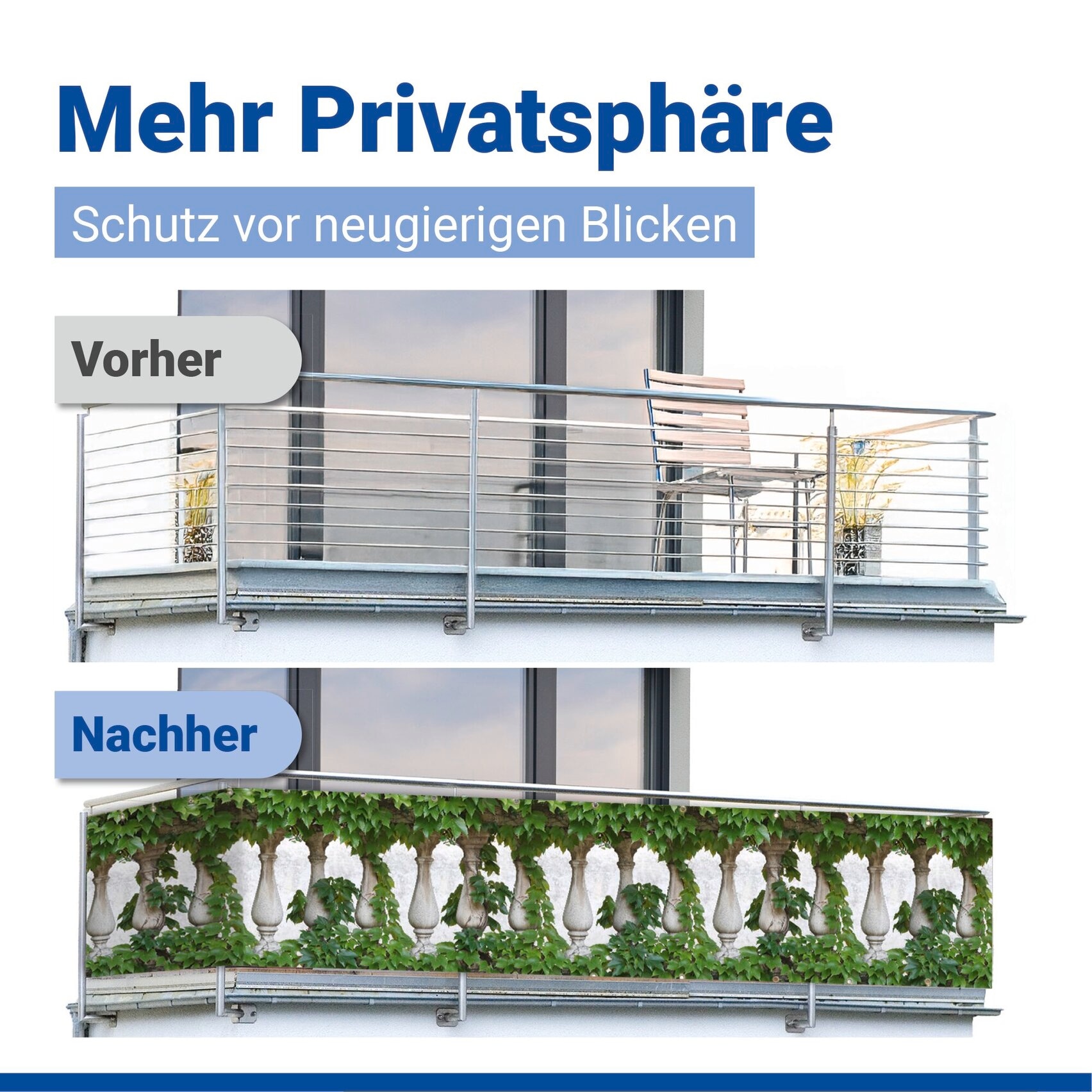 Maximex Balkonsichtschutz 5 m, reißfest, mit Efeu-Motiv