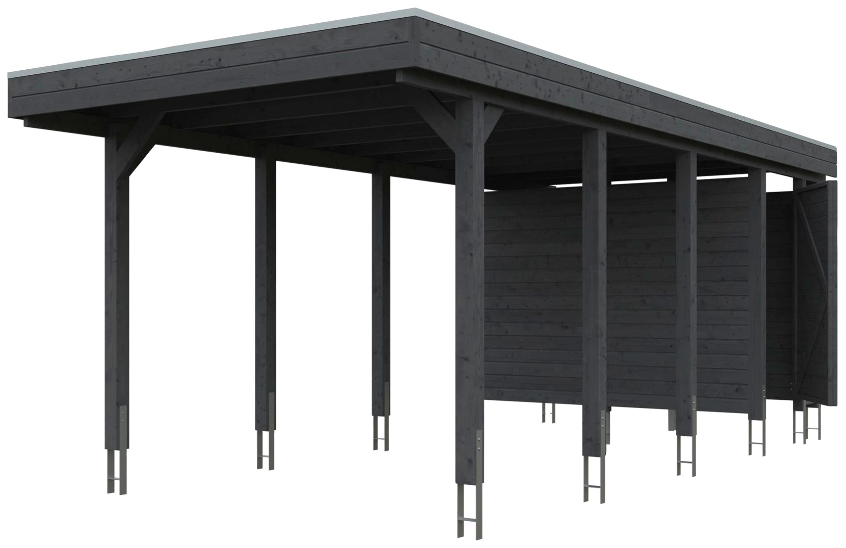 Skanholz Einzelcarport »Friesland Set 2«, Fichtenholz, 270 cm, dunkelgrau