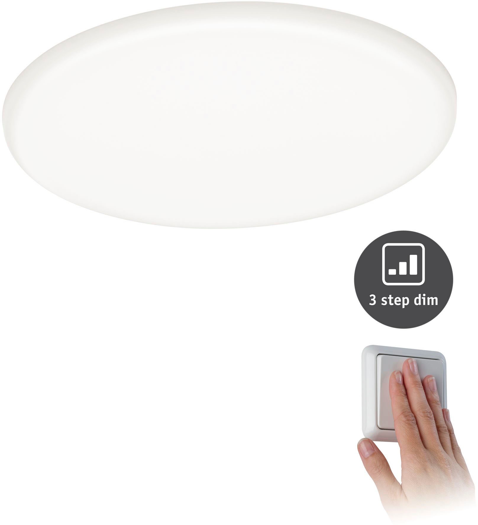 Paulmann LED Einbauleuchte »Veluna VariFit IP44 3-Stufen-dimmbar rund 185 17,5W 4.000K Satin«, 1 flammig, LED Einbaupanel IP44 3-Stufen-dimmbar rund 185 17,5W 4.000K Satin