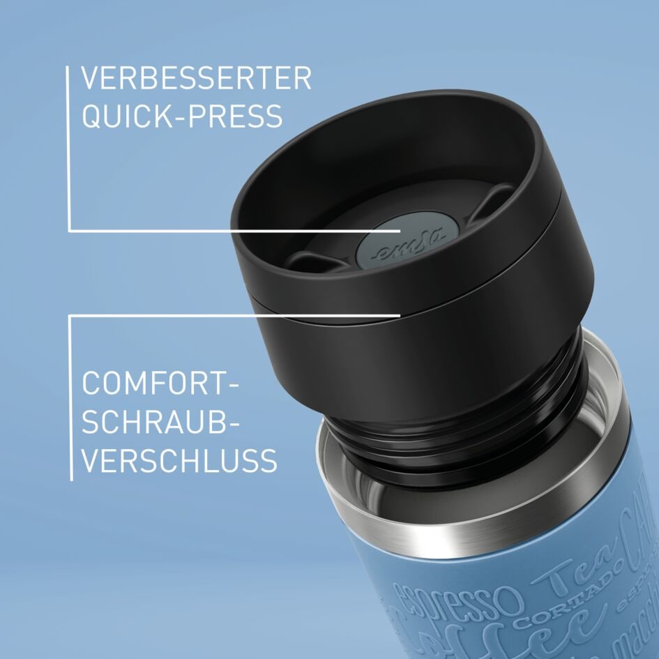 Emsa Thermobecher »Travel Mug Classic, mit 360°-Trinköffnung, auslaufsicher, rutschfest« 4h heiß, 8h kalt - 360 ml / 6h heiß, 12h kalt - 500 ml, 100% dicht