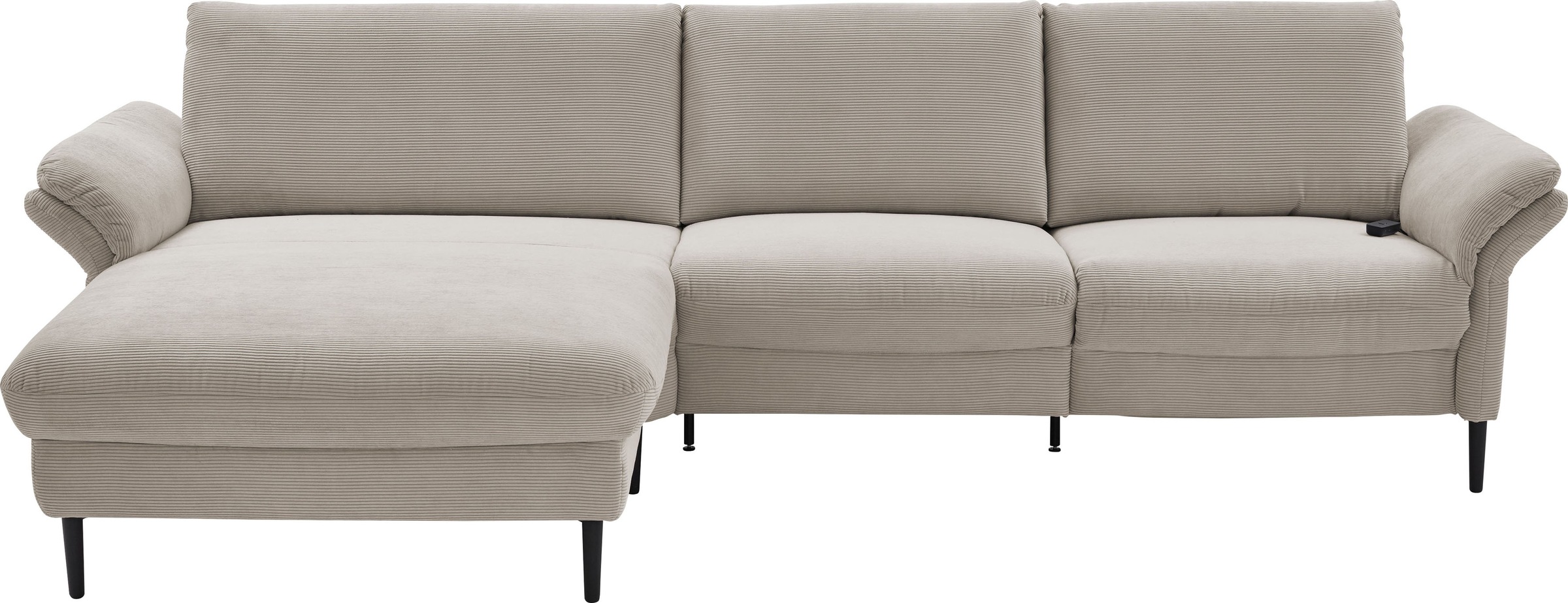 Places of Style Ecksofa »Sarsina: mit Tonnentaschen-Federkern, perfekt zum Entspannen L-Form«, inklusive 1 motorischen Relaxfunktion mit Herz-Waage-Beschlag