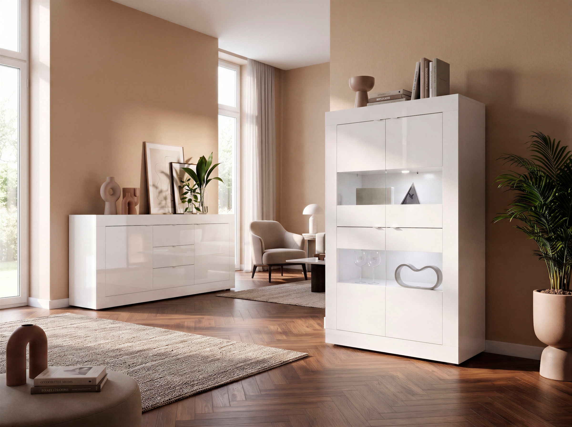 Home affaire Sideboard »Basic Breite 210 cm, Kommode 2 Türen, 3 Schubkästen, Anrichte,« Metallgriff, moderne Rahmenoptik, viel Stauraum, Farbauswahl