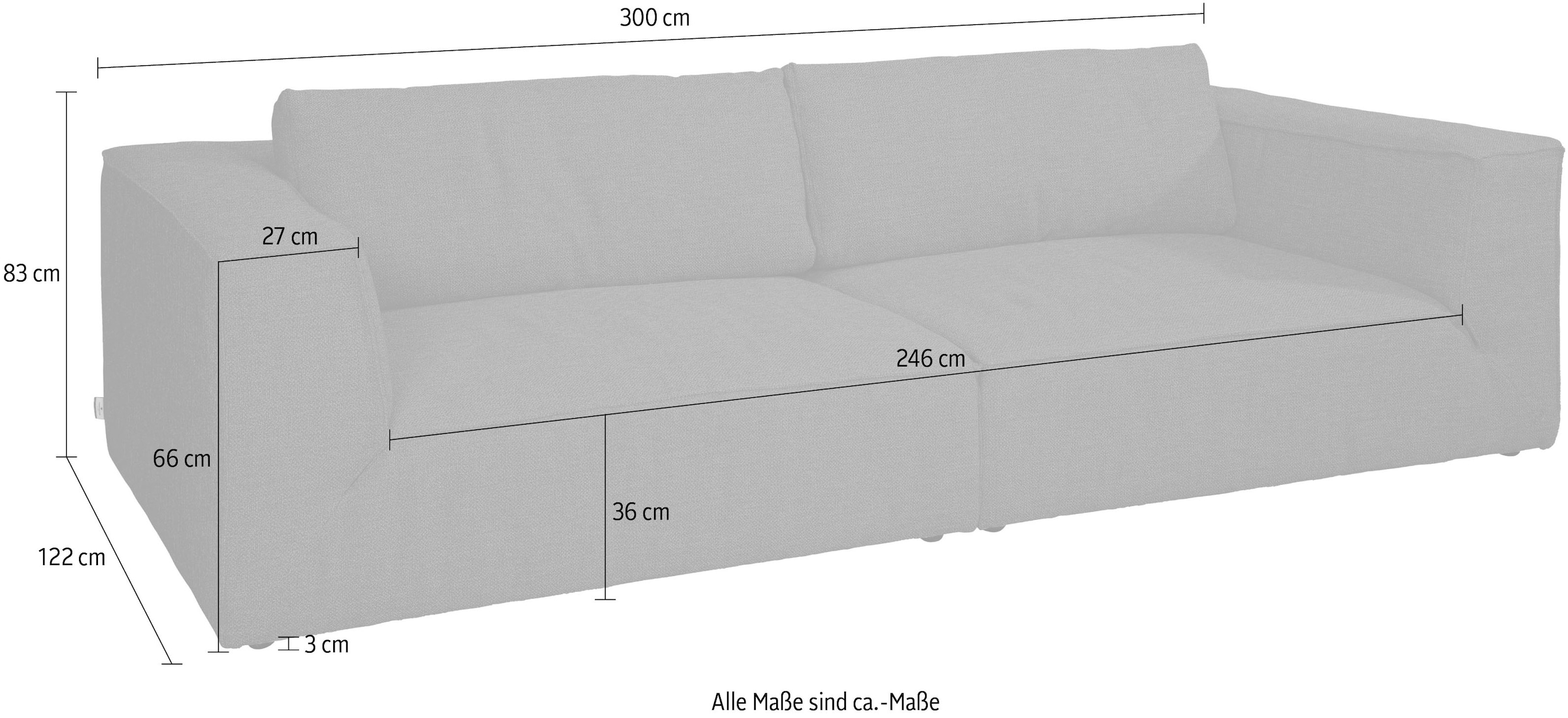 STYLE«, »BIG auf cm kaufen TOM Raten 300 Breite HOME TAILOR Big-Sofa CUBE