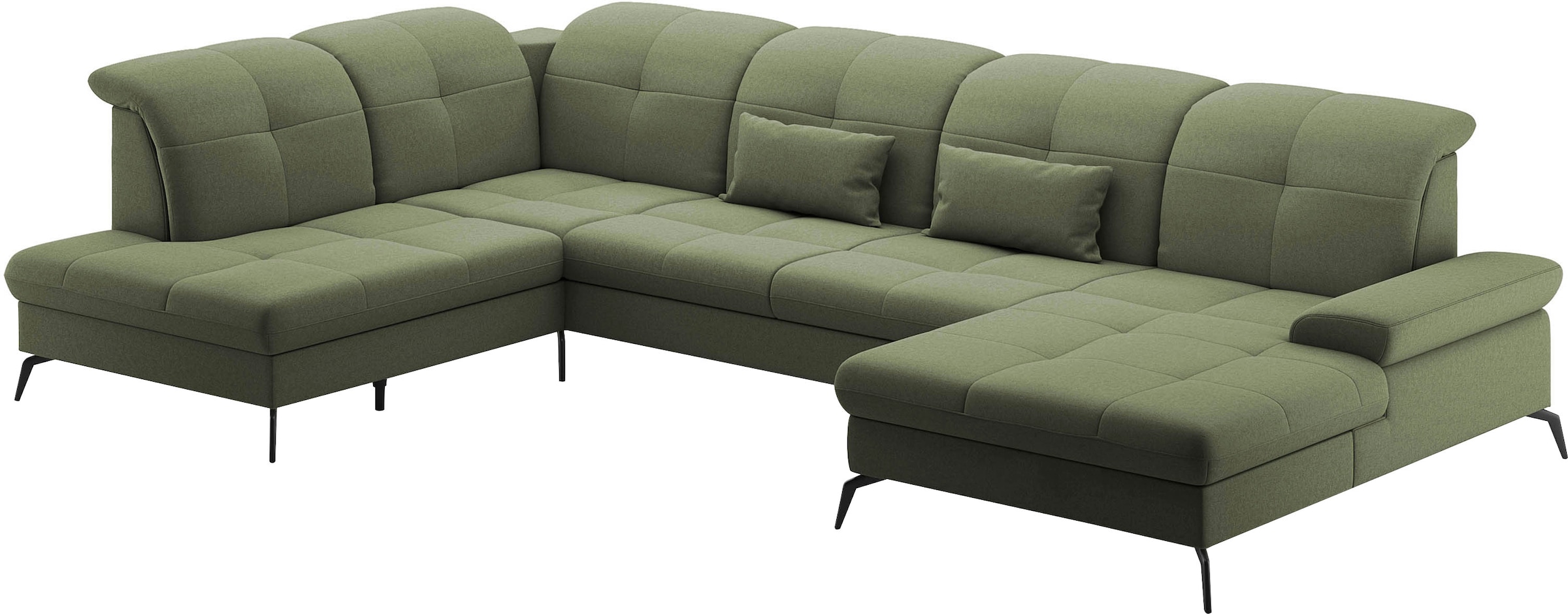 sit&more Wohnlandschaft »Amica, U-Form, inkl. Sitztiefenverstellung und Armteilverstellung«, wahlweise mit Kopfteilverstellung, Bettfunktion und Bettkasten