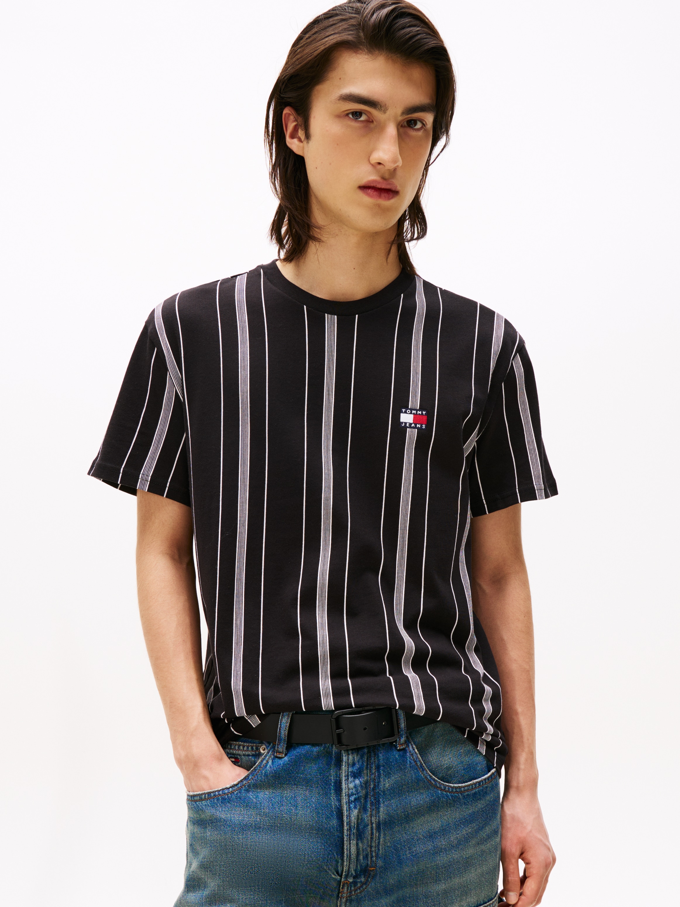 Tommy Jeans T-Shirt »TJM REG VERT STRIPE SS TEE« modisch gestreift