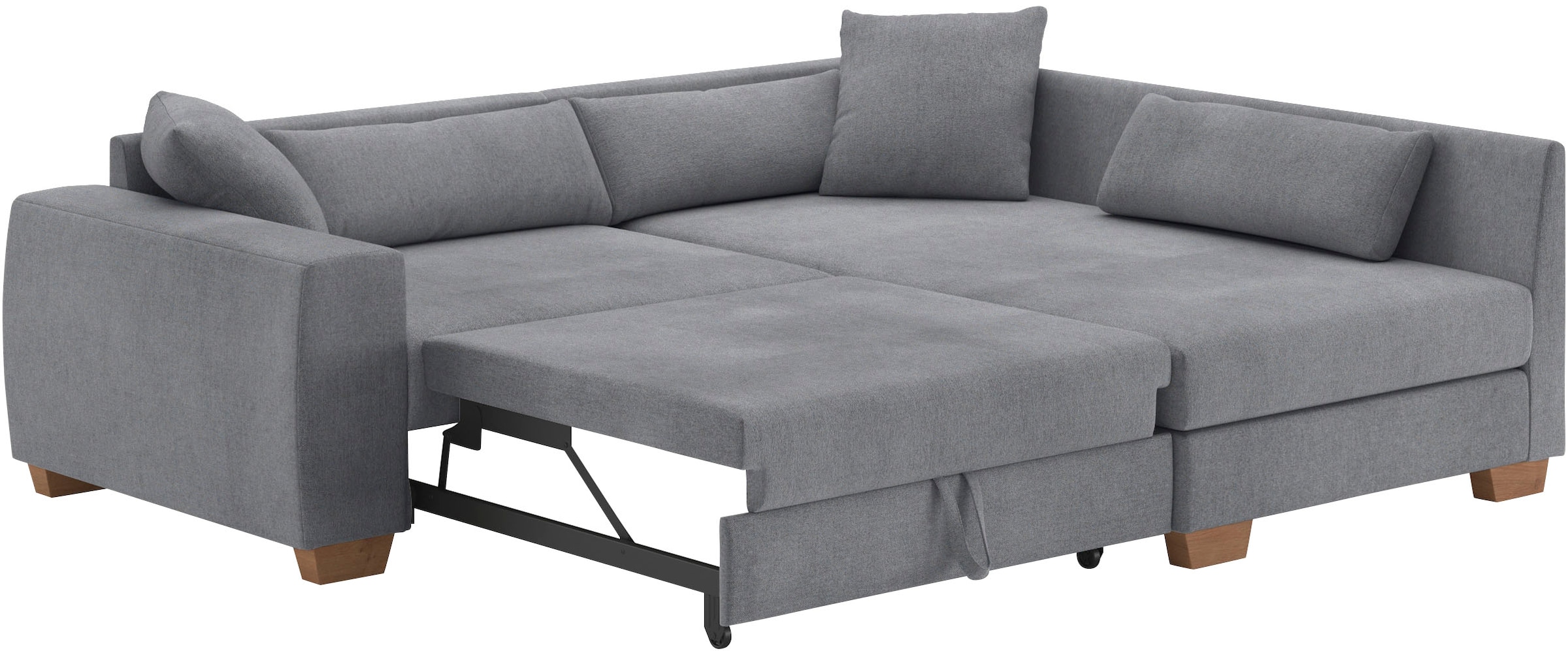 Mr. Couch Ecksofa »Hilla L-Form, bis 140 kg belastbar«, mit Taschenfederkern, wahlweise mit Bettfunktion