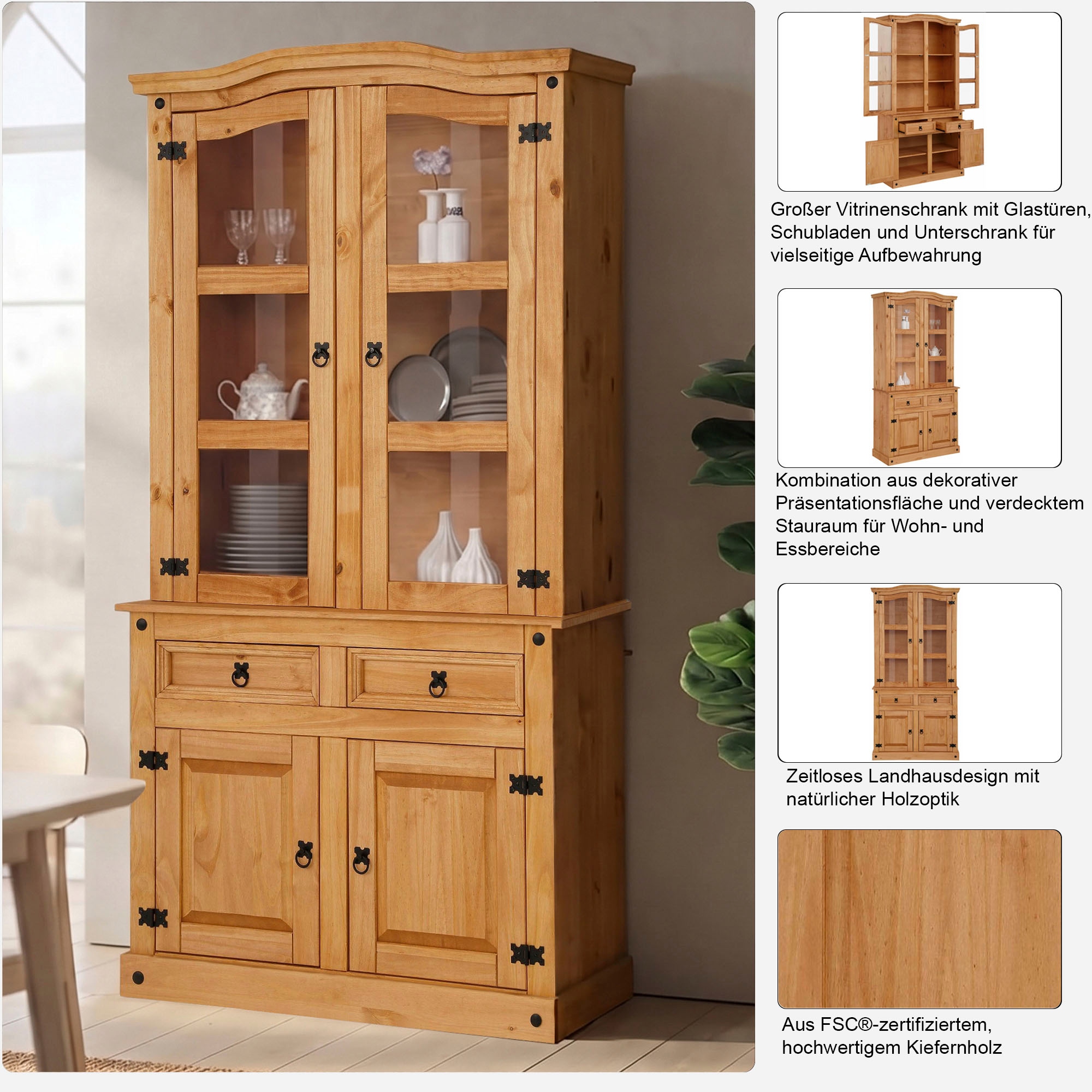 OTTO home Buffet »Mexico« aus massiver Kiefer, Breite 106 cm