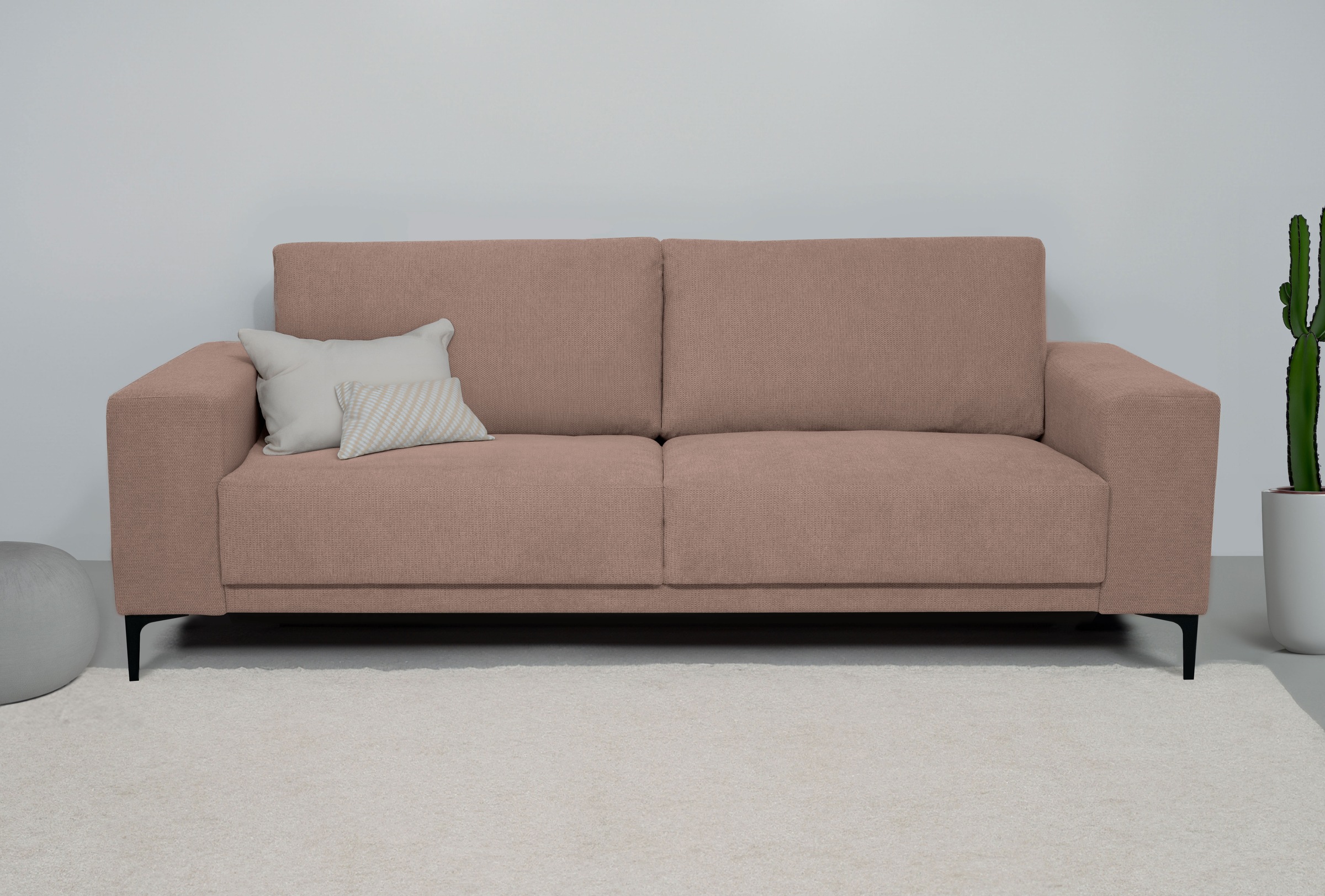 OTTO home 3-Sitzer »Xander« Breite 224 cm, Soft-Touch Chenille, schwarze Metallfüße