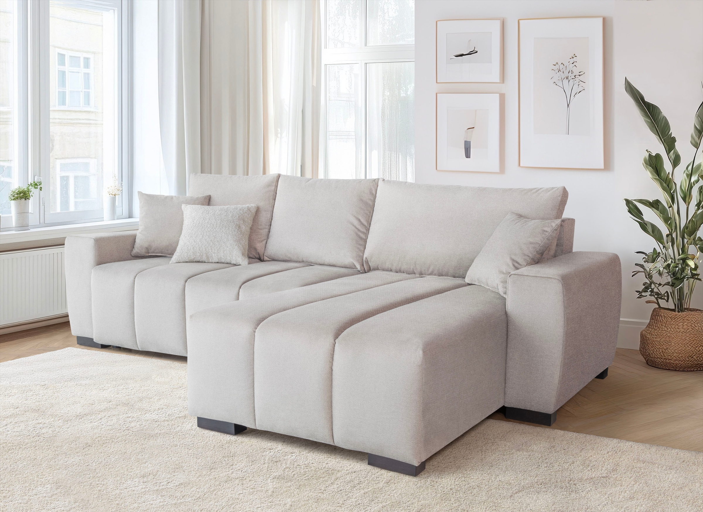 Home affaire Ecksofa »L-Form Bello« mit Bettfunktion, Bettkasten, Frei im R günstig online kaufen