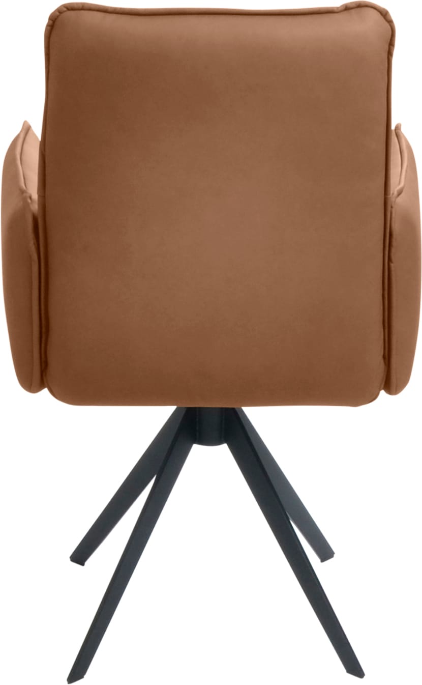K+W Komfort & Wohnen Drehstuhl, Leder, Blitzdrehkreuz und Rückholfunktion, dekorativer 12mm Biese
