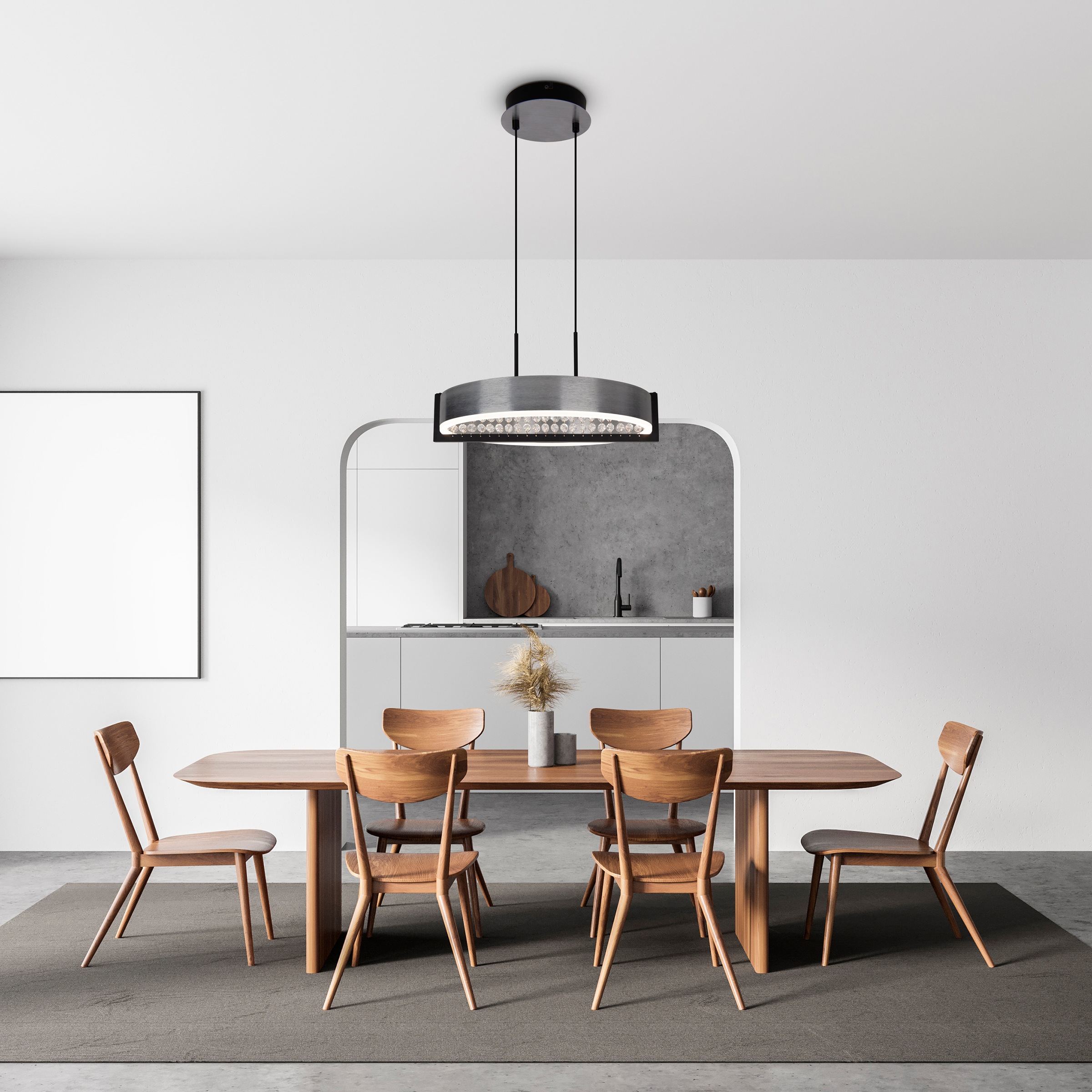 näve LED Pendelleuchte »Yvaris« LED-Modul 1 Stk. warmweiß - kaltweiß dimmbar per Fernbedienung, Memory, Nachtlicht, CCT, Kristallelemente