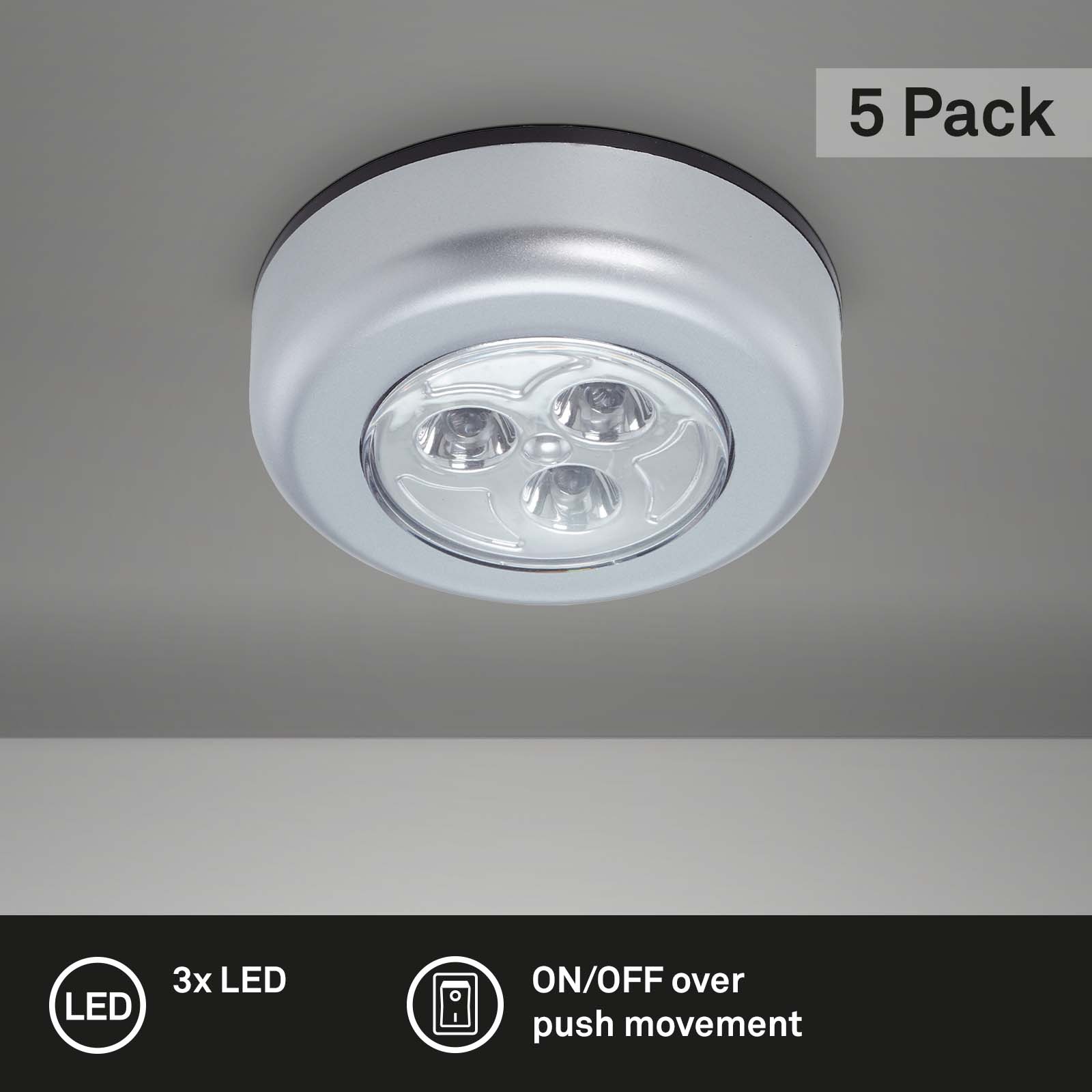 Briloner Leuchten LED Unterbauleuchte »LED Push Light, titanfarbig, 5er-Set, je 3xLED«, Leuchtmittel LED-Modul | LED fest integriert