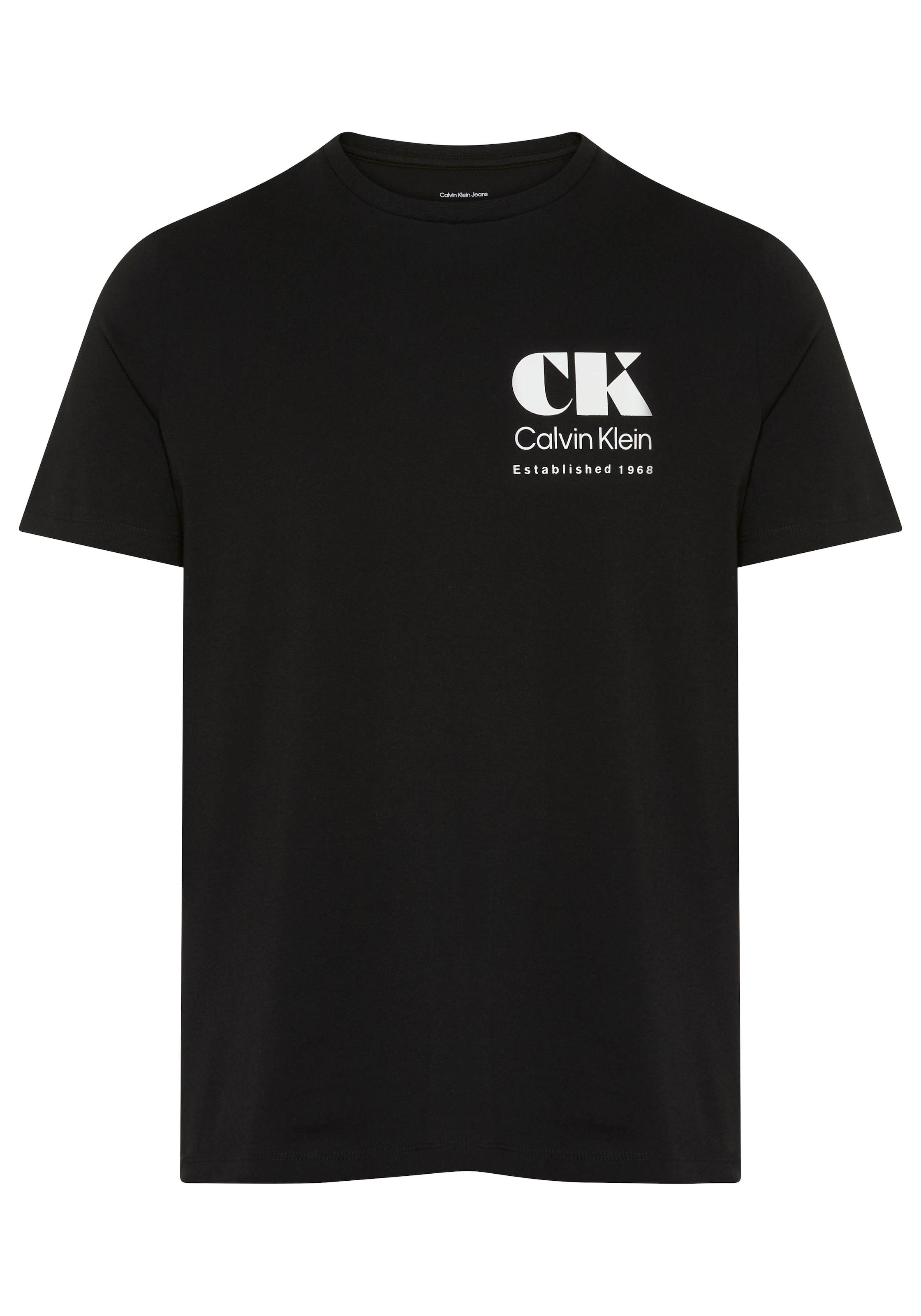 Calvin Klein Jeans T-Shirt Rundhalsausschnitt, reine Baumwolle, großer Rückendruck