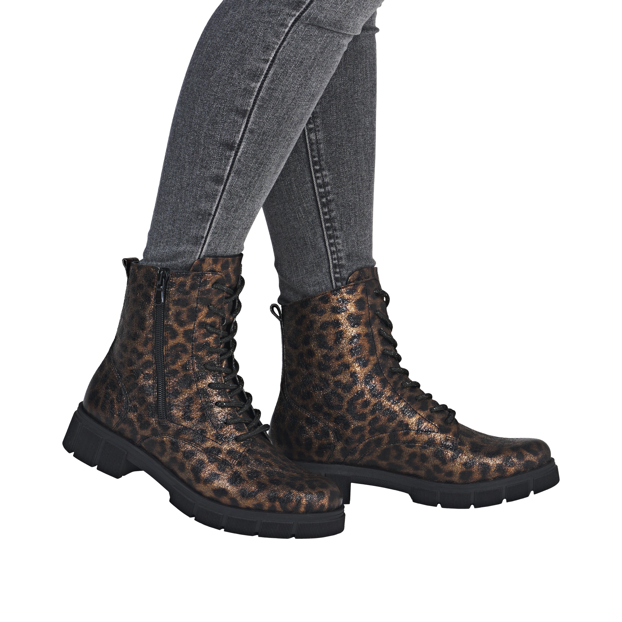 Remonte Schnürstiefelette, Schnürboots, Stiefelette, Profilsohle, mit Glitzer-Schnürsenkel