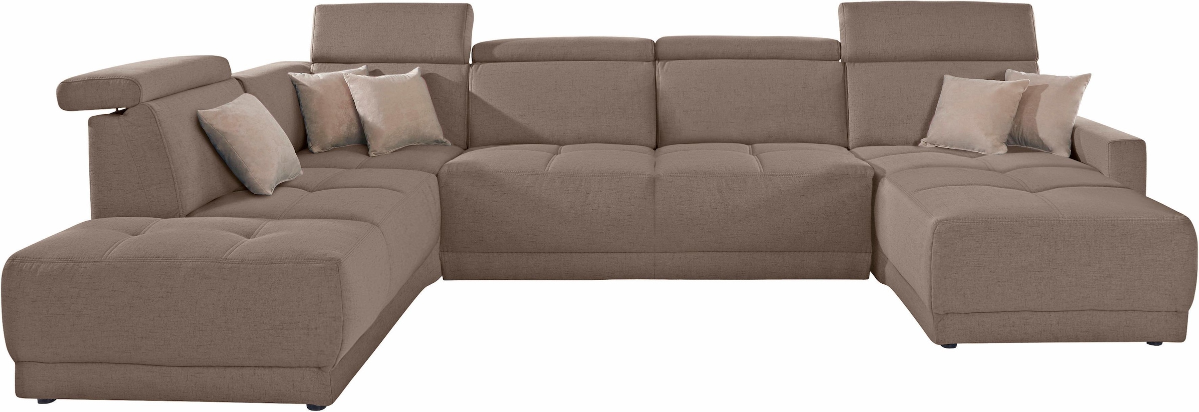 DOMO collection Wohnlandschaft »Ava moderne Sitzheftung mit toller Doppelnaht, komfortabel, U-Form«, mit Federkern, wahlweise mit Kopfteilverstellungen