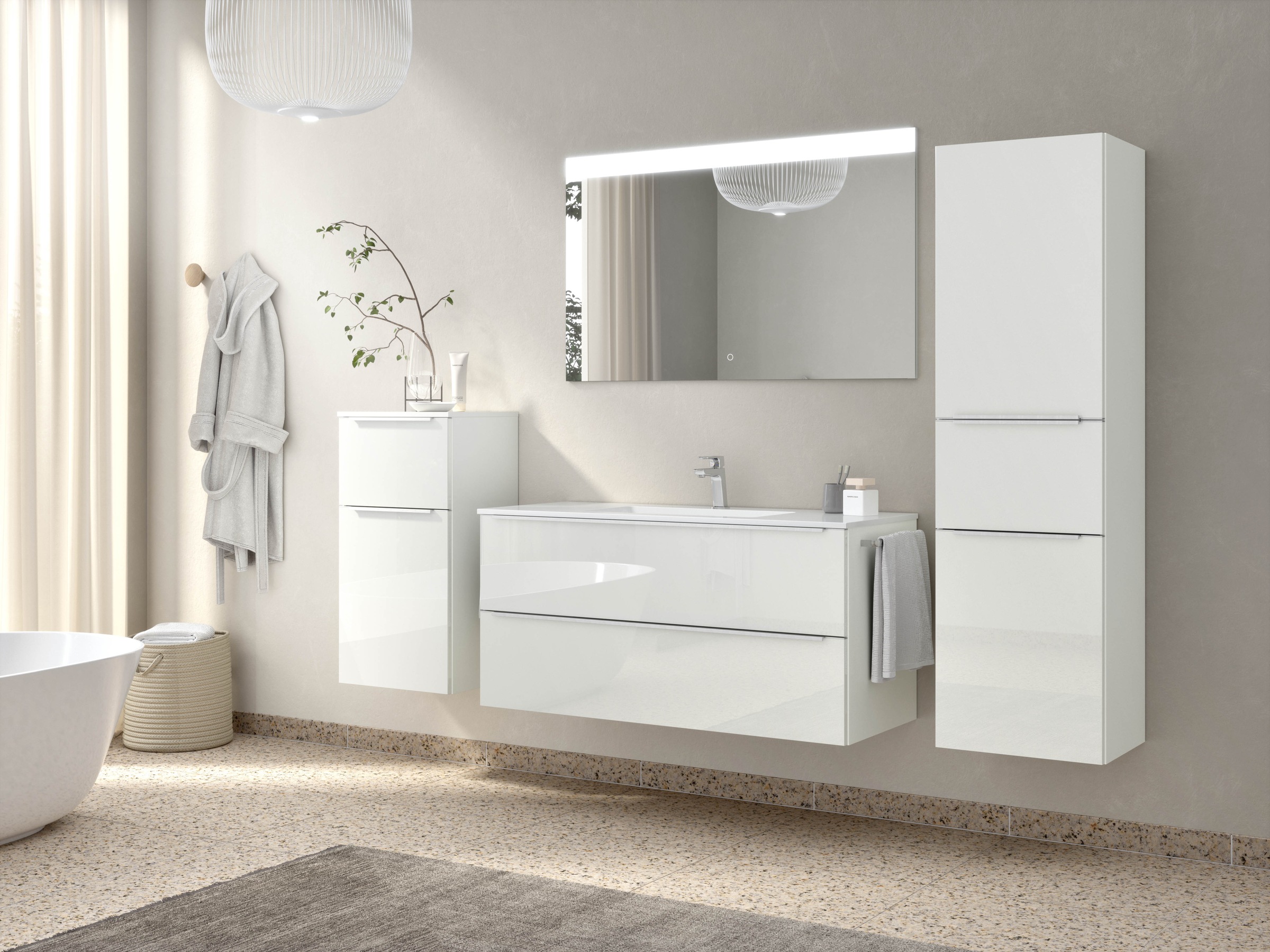nobilia® Badmöbel-Set »Levere«, (2 St., vormontiert, mit Soft-Close), Hochg günstig online kaufen