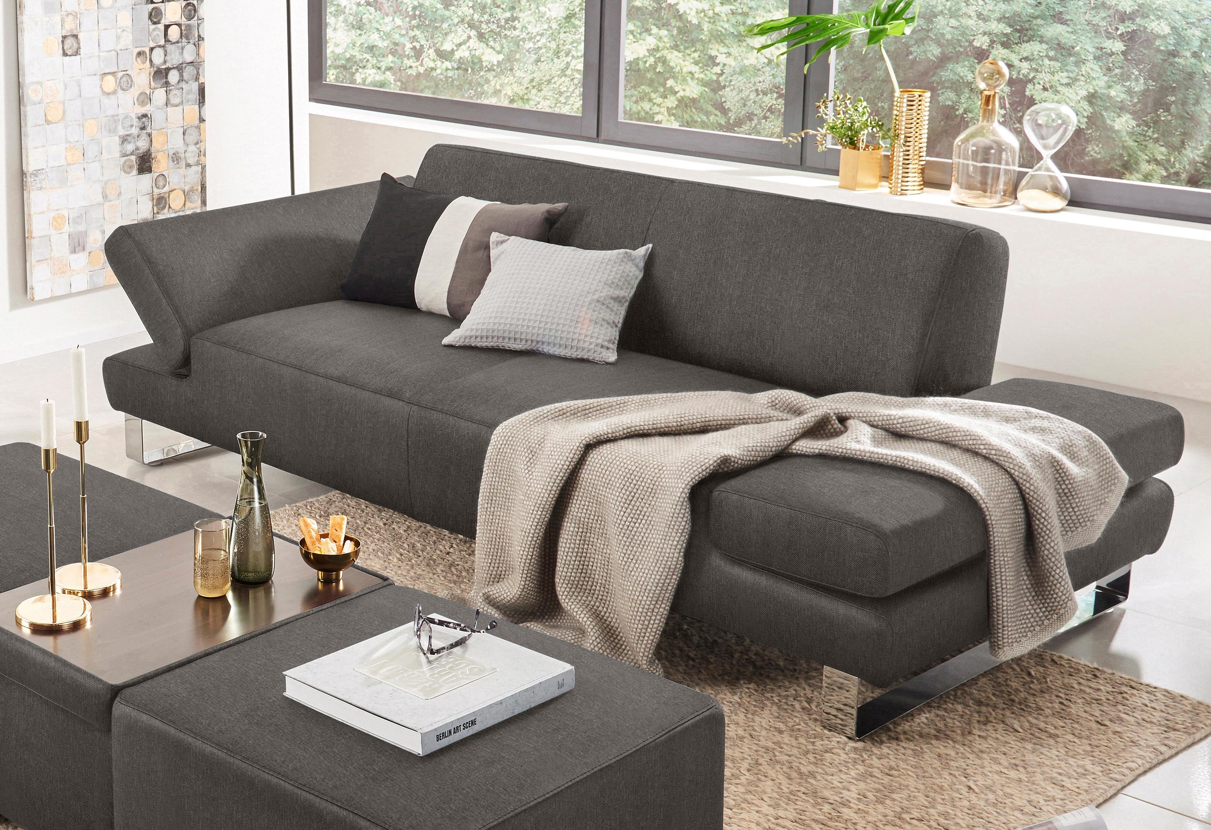 W.SCHILLIG 3-Sitzer »taboo Designsofa mit hohem Sitzkomfort«, mit Übertiefe, inklusive Armlehnenverstellung