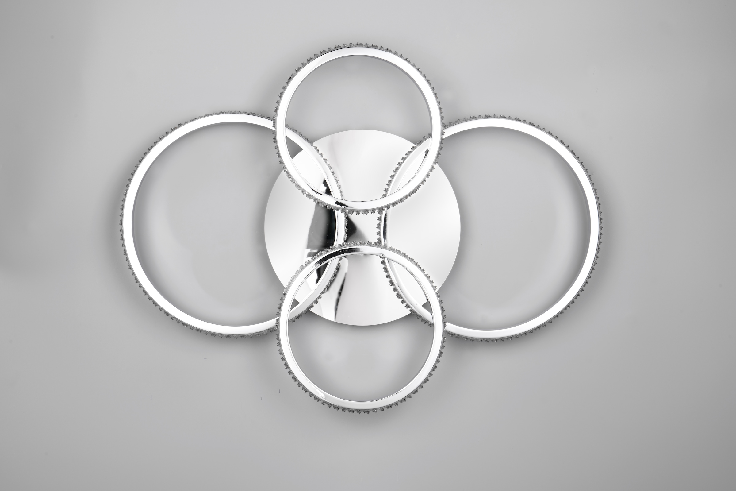 REALITY Leuchten LED Deckenleuchte »CIRES, LED Deckenlampe mit 4 schwenkbaren LED-Ringen, kaltweiß 4000K« LED-Board 1 Stk. Kaltweiß 3400 Lumen 27W, in 3 Stufen dimmbar mit Acryl Kristallen verzierte LED