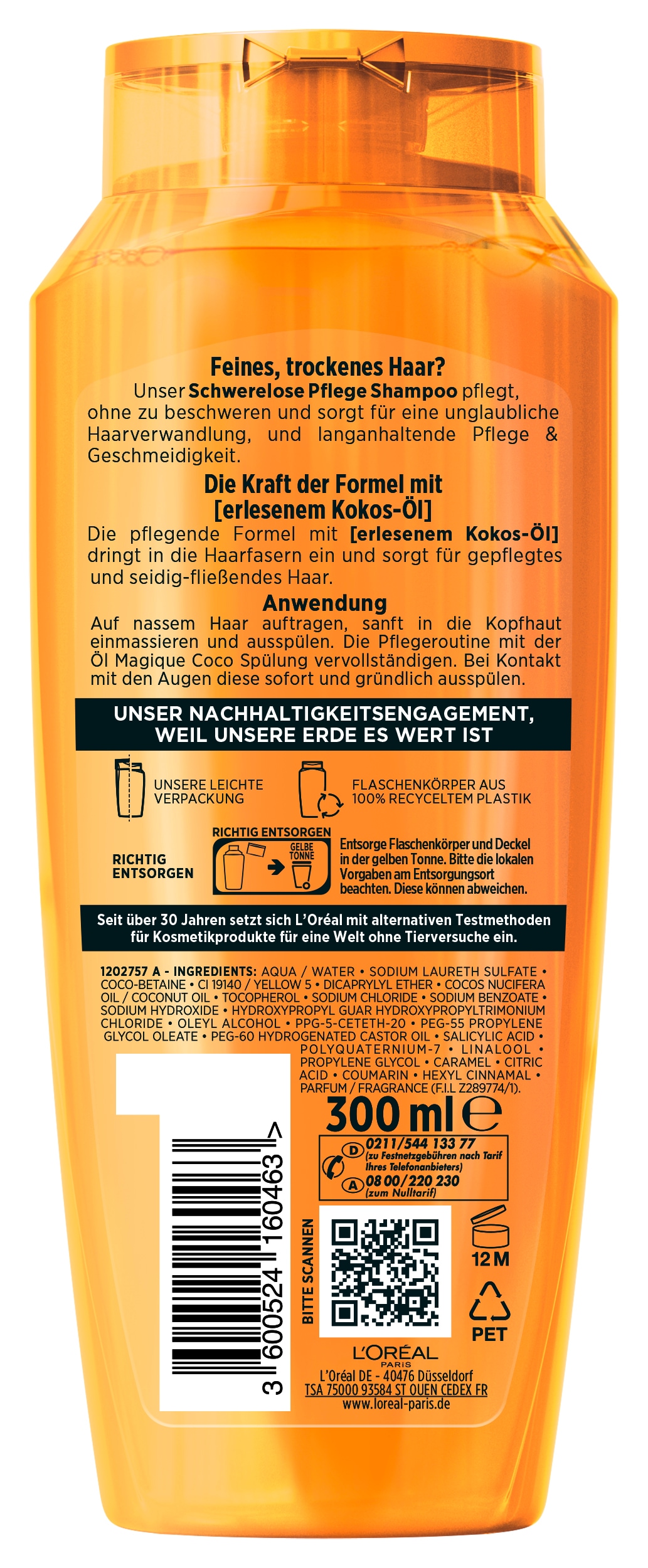L'ORÉAL PARIS Haarshampoo »L'Oréal Paris Elvital Öl Magique Coco Shampoo« Erleichtert Kämmbarkeit, unglaubliche Leichtigkeit und Seidigkeit.