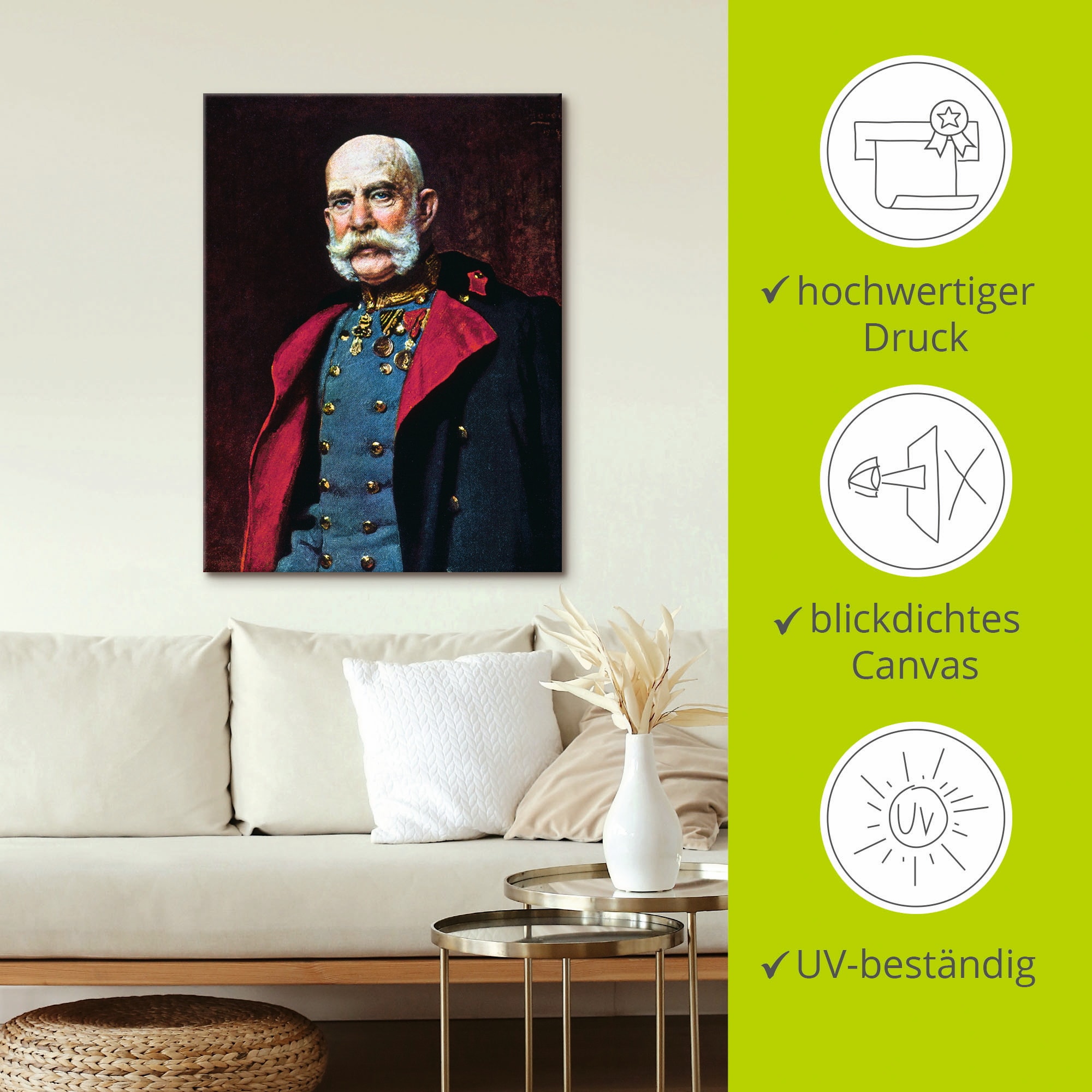 Artland Wandbild »Kaiser Franz Joseph I., 1902«, Menschen, (1 St.), als Leinwandbild, Poster in verschied. Größen