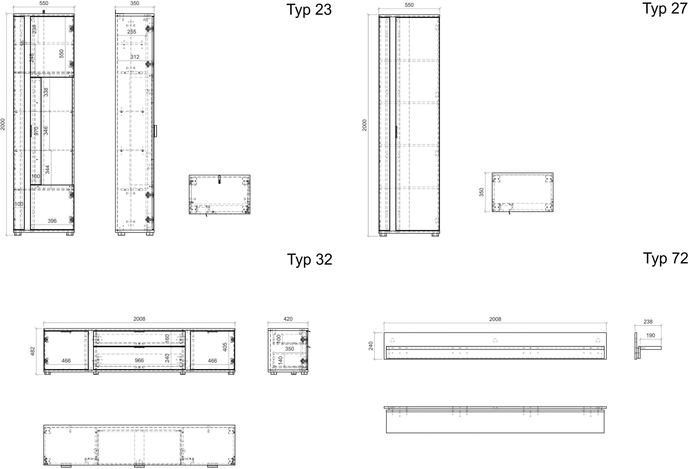 INOSIGN Wohnwand »LONG ISLAND«, (Set, 4 St.), in moderner Trendfarbe,inklusive senkrechter Beleuchtung,Breite 330 cm