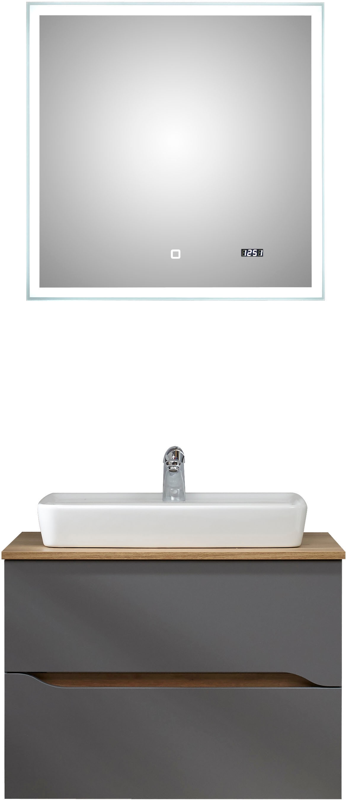 Saphir Badmöbel-Set »Quickset 2-teilig, Keramik-Aufsatzbecken mit LED-Spieg günstig online kaufen