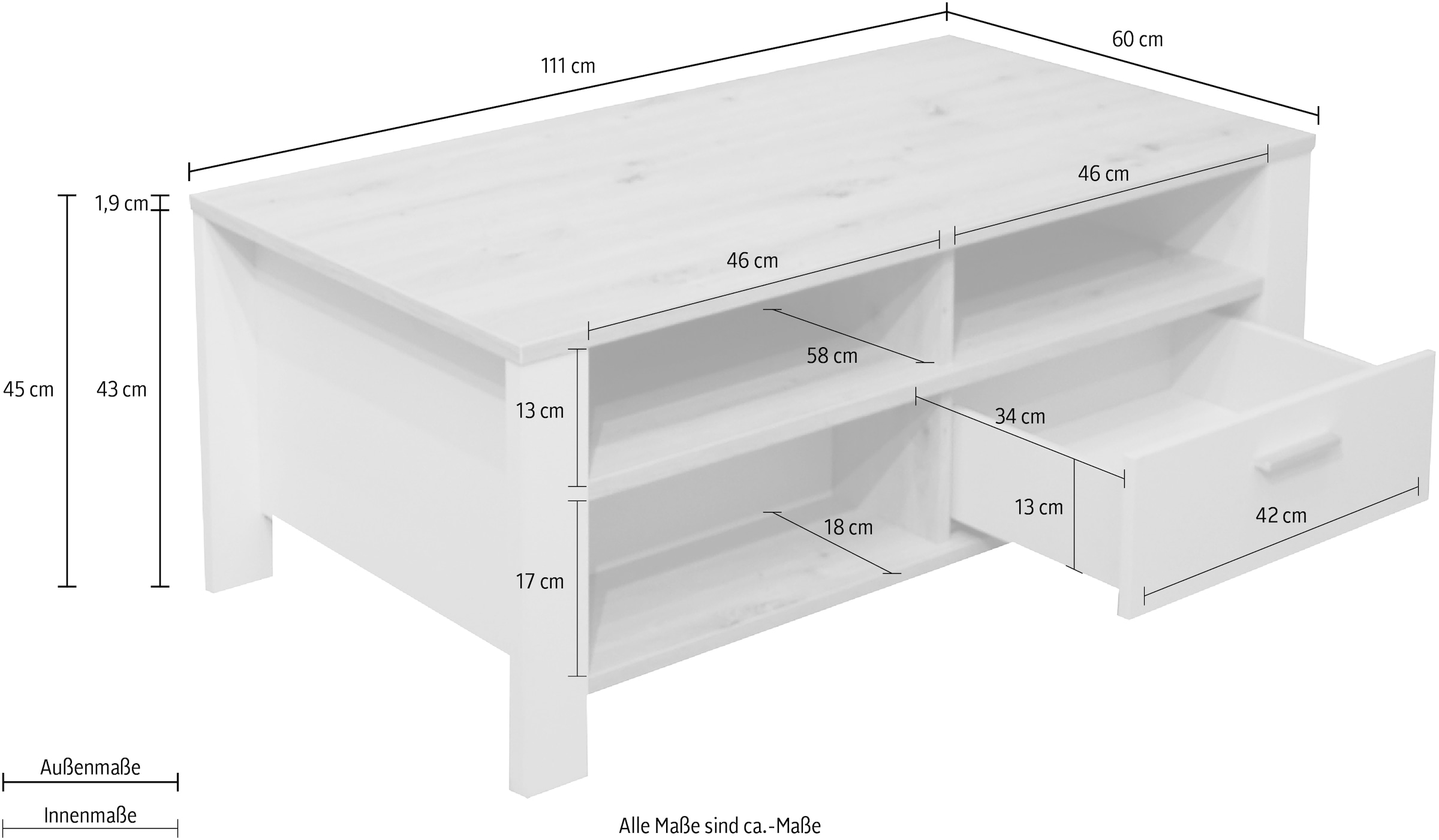 Mäusbacher Couchtisch »Nele«, (111 x 60 cm)